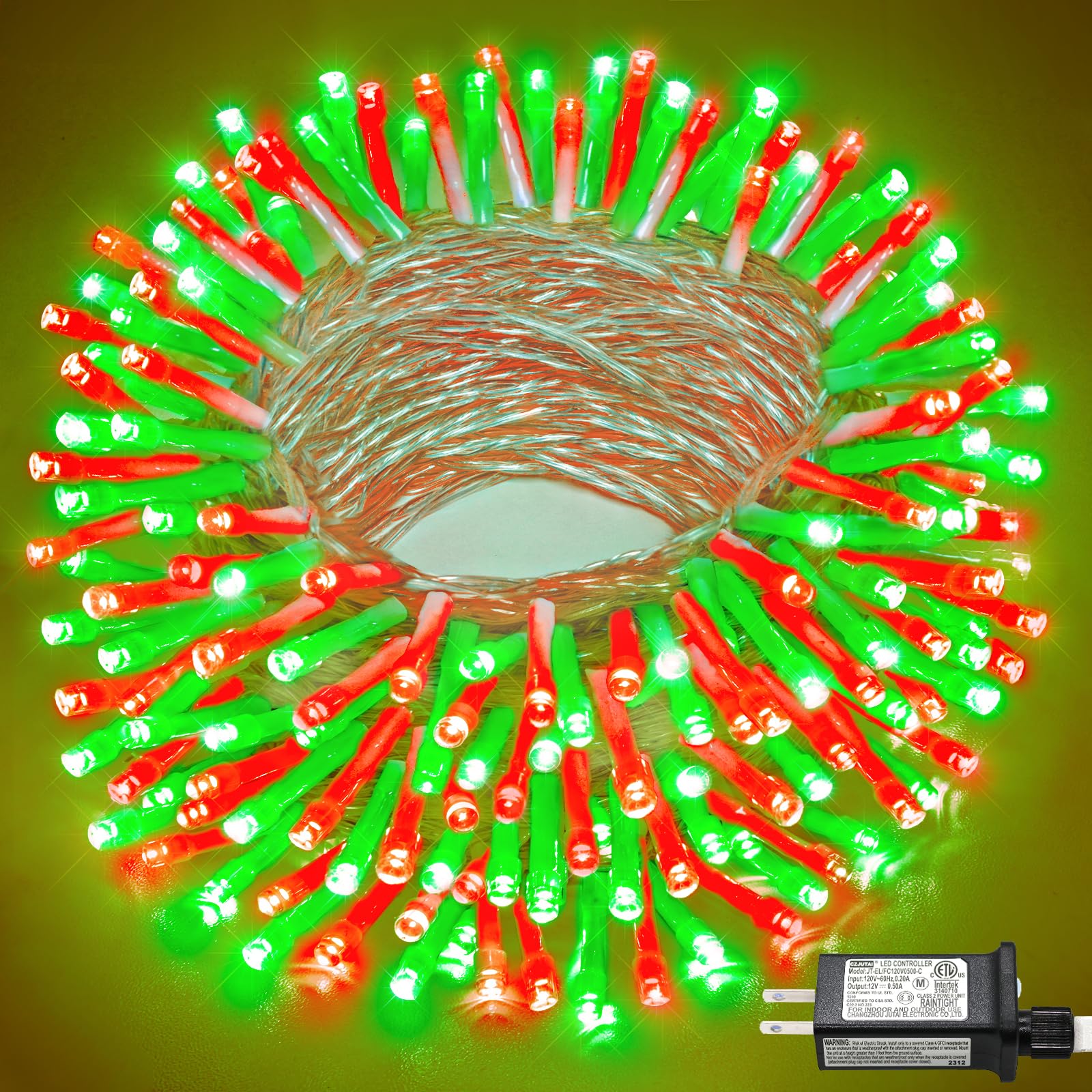 200 LED Christmas Lights Outdoor Indoor - 66ft Red & Green Twinkle String Lights with 8 Modes, Timer, Waterproof & Connectable for Holiday Decorations - Perfect for House, Room, Patio, Window, Tree & Xmas Party Decor