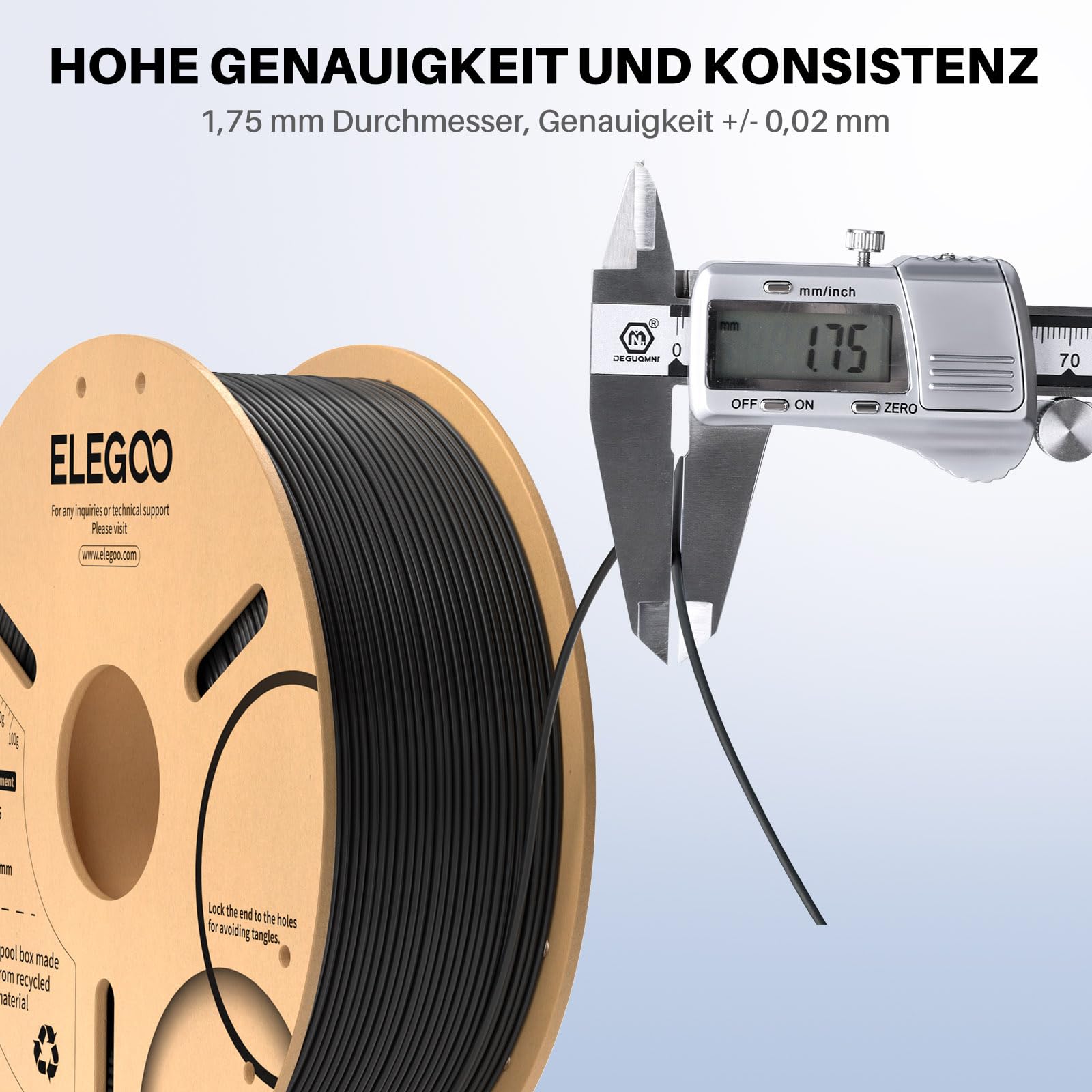 ELEGOO PLA+ 3D Printer Filament 1.75mm White 1KG Spool - Stronger & More Durable FDM Printing Material, High Precision +/-0.02mm, Works with Most 3D Printers - Perfect for DIY Projects, Prototyping & Home Decor Creations (2.2lbs)