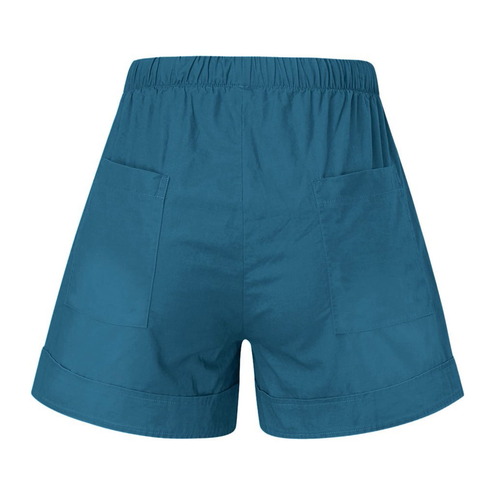Women's Cotton Shorts with Pockets - Elastic Waist Lounge Shorts for Summer