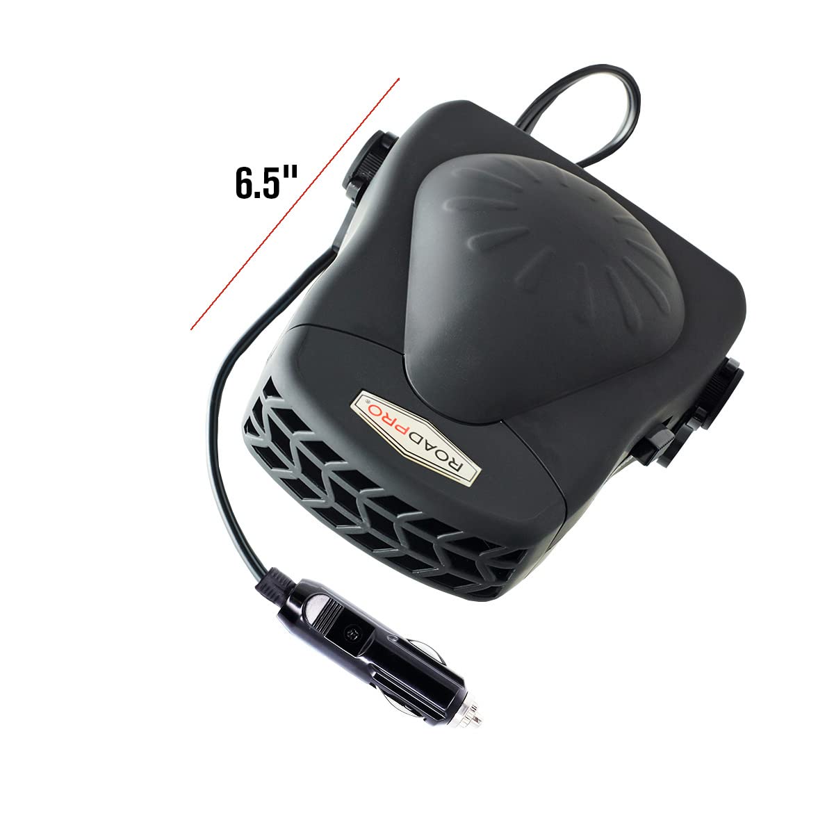 RoadPro RPHF590 12V Portable Car Heater and Cooling Fan with Cigarette Lighter Plug - Compact Black Auto Climate Control for Winter Warmth & Summer Cooling - Perfect for Trucks, RVs, and Road Trips