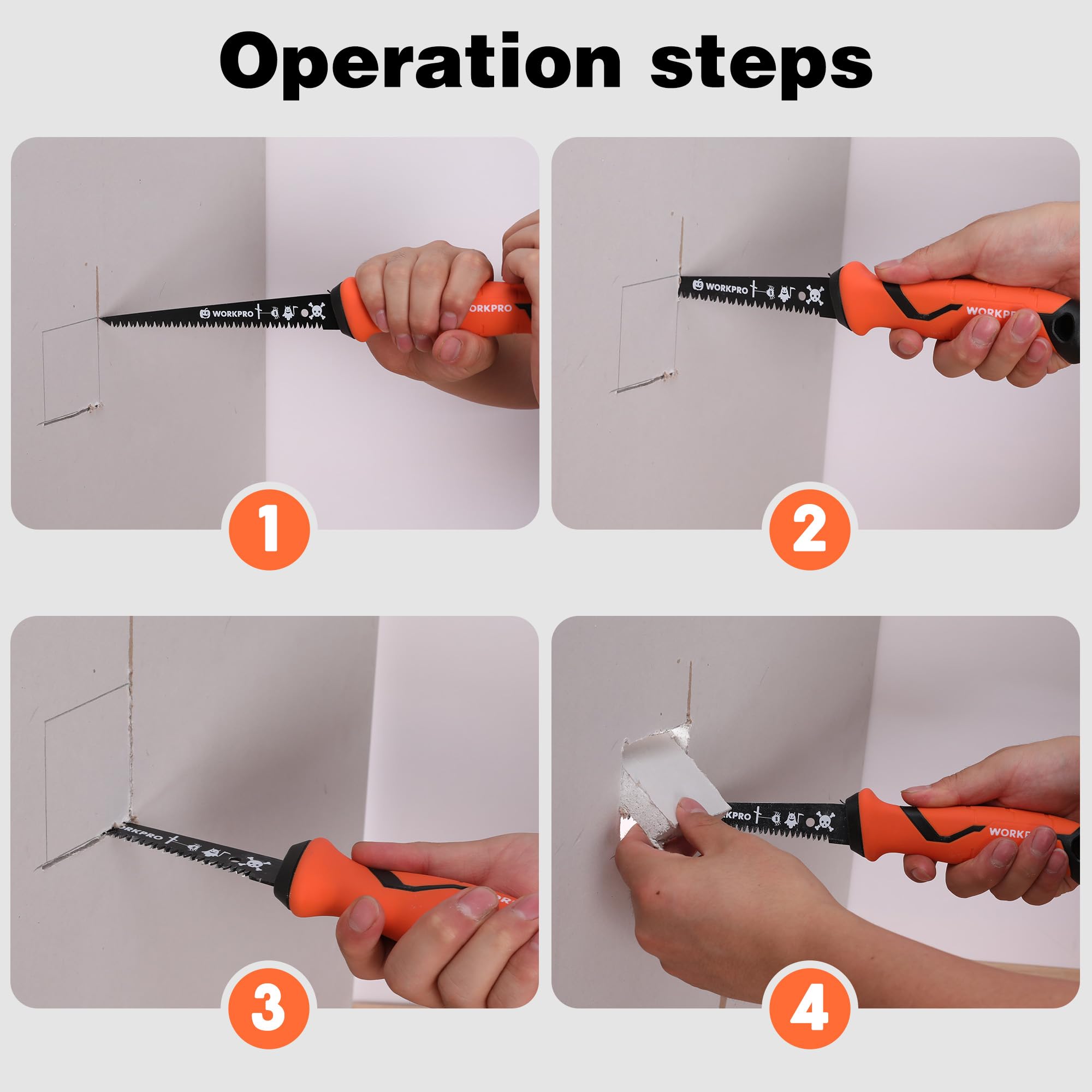 WORKPRO 6-inch Drywall Saw - Fast Cutting Bi-Metal Keyhole Saw with TPR Grip - Professional Jab Saw for Sheetrock, Pumpkin Carving & DIY Projects - Includes Gift Box - Perfect for Home Renovation, Wall Repair & Holiday Decorating