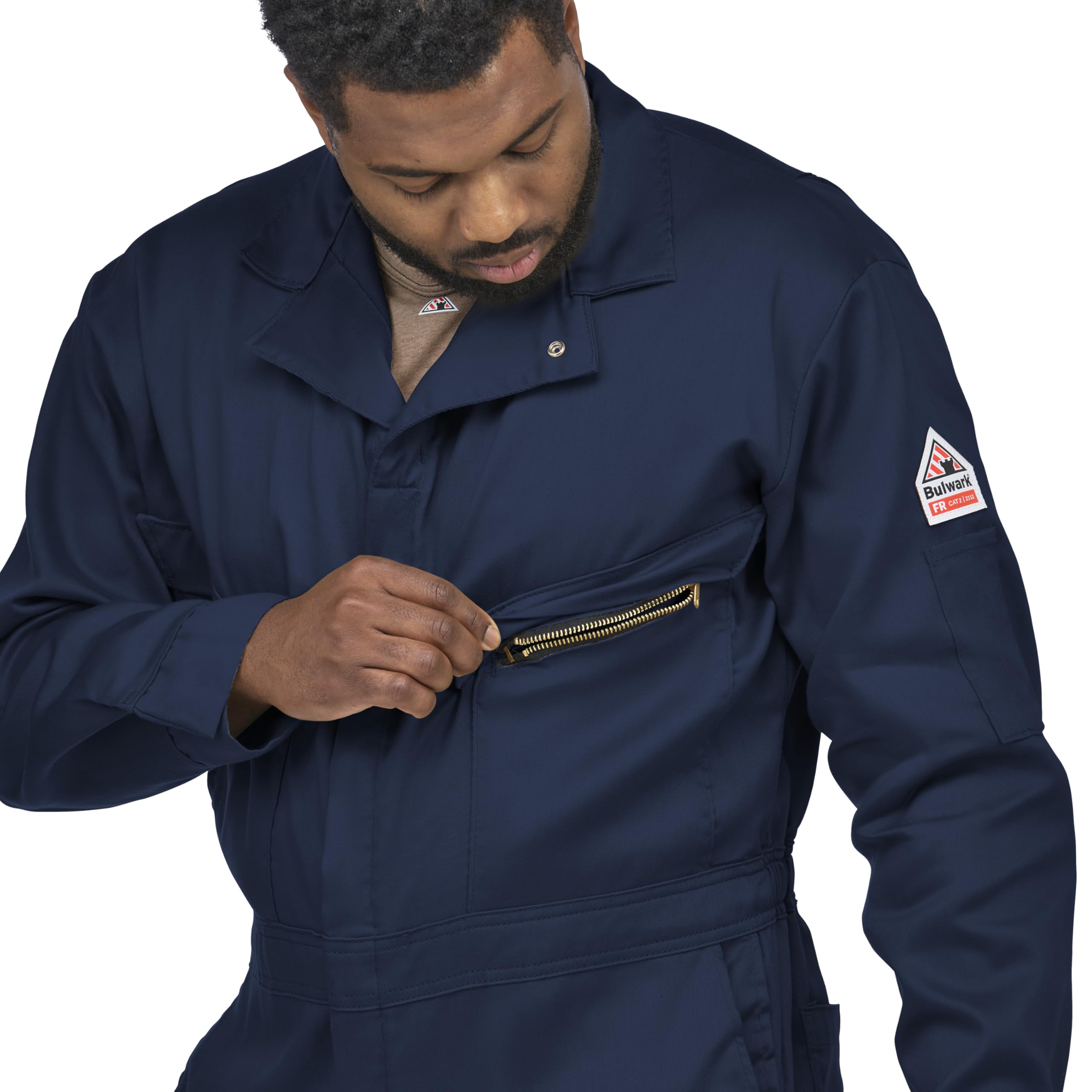 Bulwark FR Men's Flame Resistant Cotton Nylon Coverall - Comfortouch Deluxe Workwear for Welding, Construction & Industrial Safety