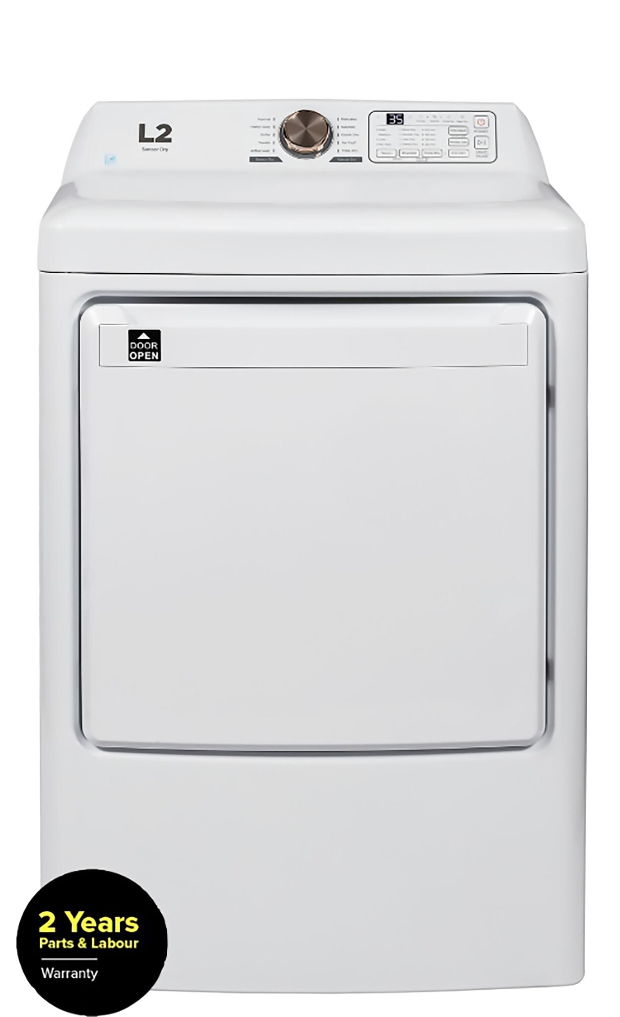 L2 White Electric Dryer 7.0 Cu.ft Capacity - LE47A3AWW - Energy Efficient Laundry Appliance for Home & Apartment Use