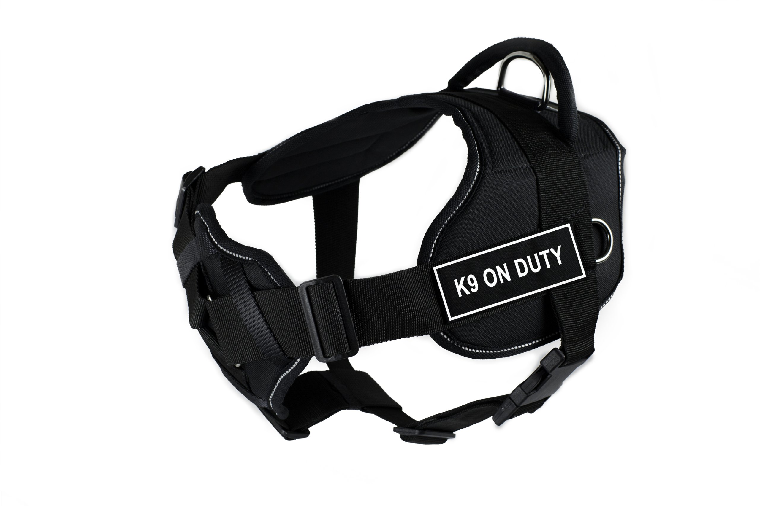 Dean & Tyler Padded K9 Duty Dog Harness - Large, Black with Reflective Trim for Police, Security & Working Dogs - Perfect for Training, Patrol & Outdoor Activities