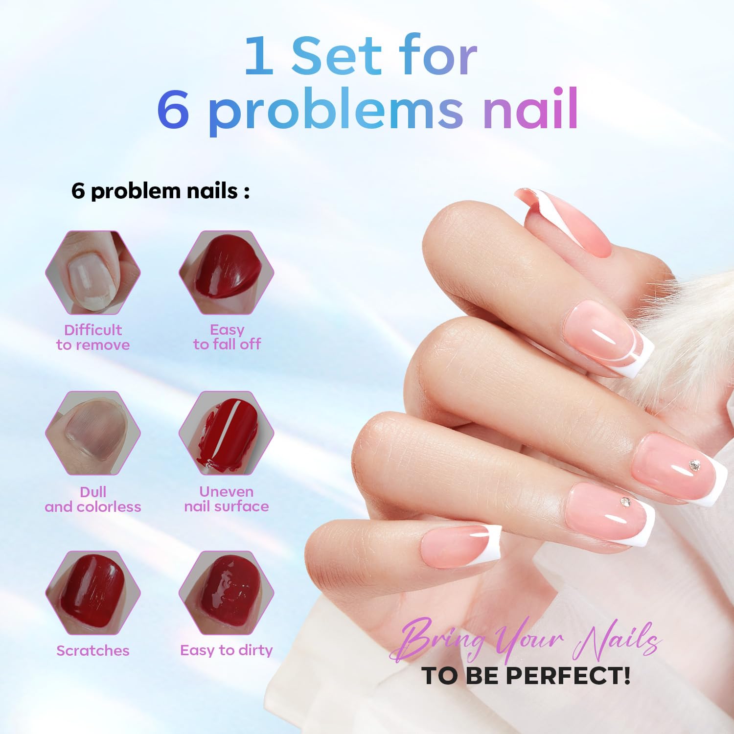 Modelones 15ml 2025 Upgrade Super Shiny Gel Base & Top Coat Set with 6 Colors Gel Nail Polish Kit - Professional DIY Manicure for Salon Quality Nails at Home, Perfect for Parties, Weddings & Special Occasions