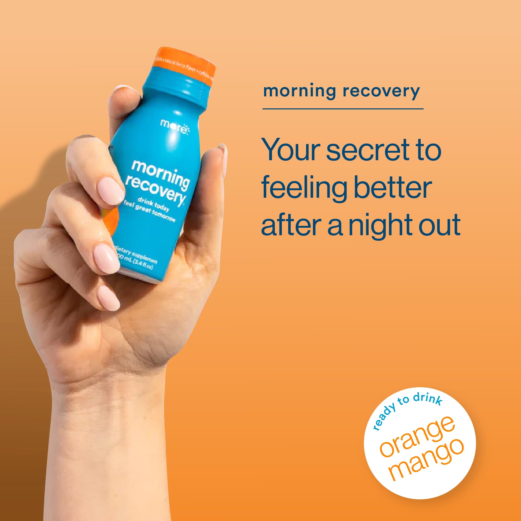 Morning Recovery Electrolyte Drink - Hydrating Liquid DHM with Milk Thistle for Hangover Relief | Fast-Absorbing Orange Mango Flavor | Pack of 24 | Perfect for Post-Party Recovery & Next-Day Wellness