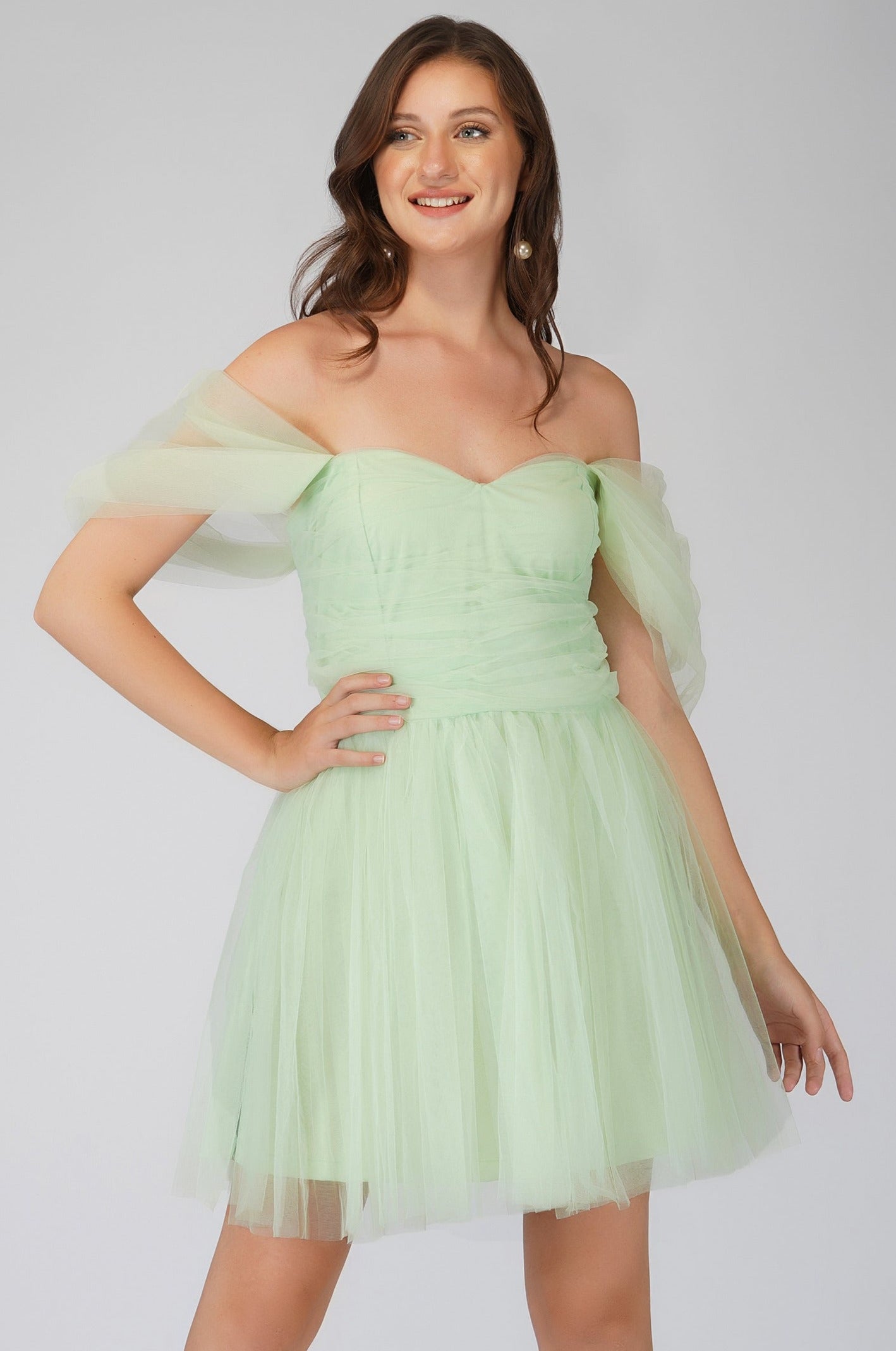 Sydney Sage Green Tulle Mini Dress for Women - Elegant Party Cocktail Dress for Weddings, Prom, Evening Events & Special Occasions