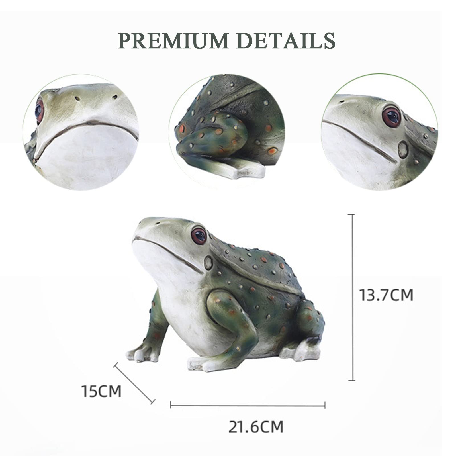 Hand-Painted Resin Frog Garden Statue - Frost-Resistant Outdoor Lawn Ornament, Patio Decor & Unique Gift for Nature Lovers | Perfect for Gardens, Yards, and Indoor Home Décor