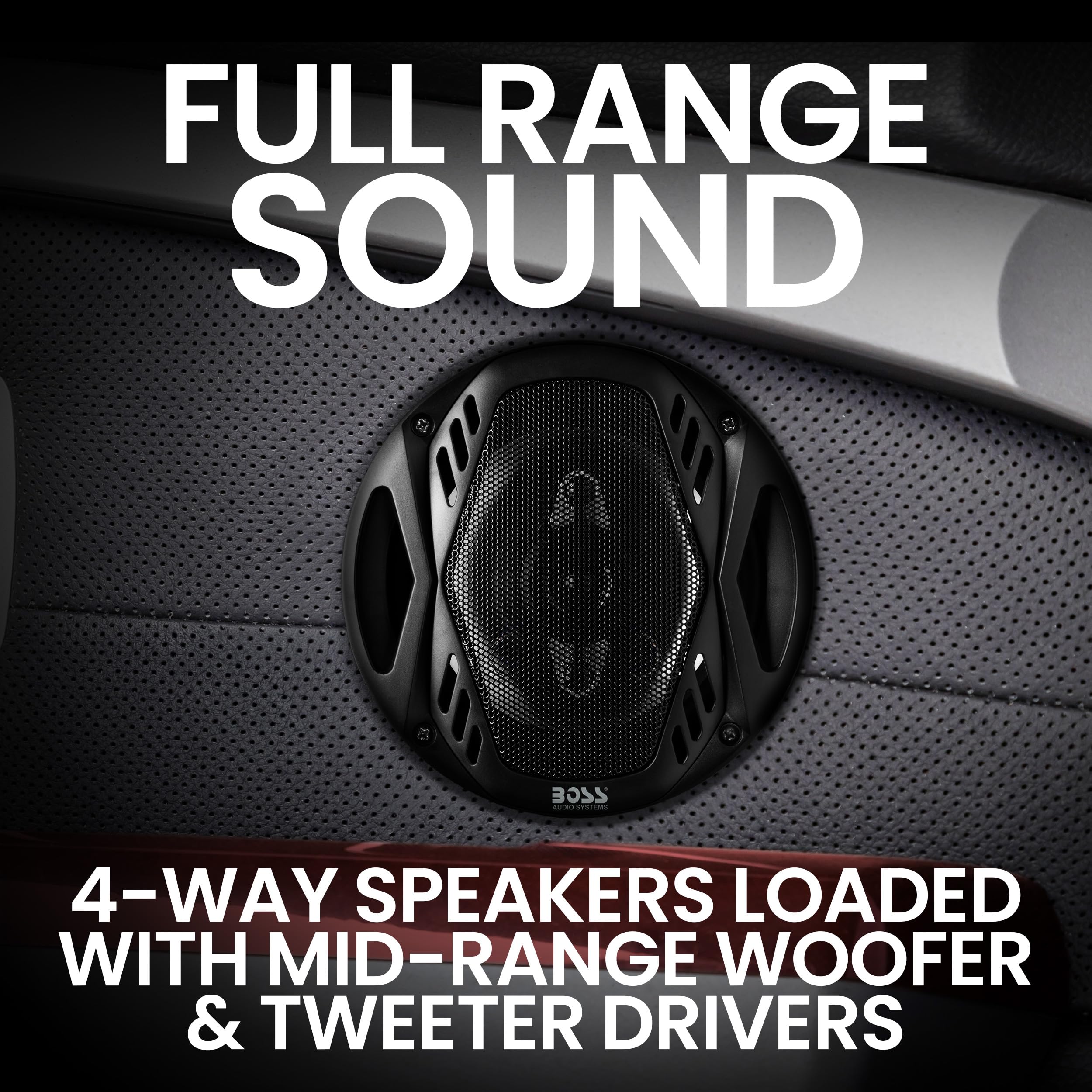 BOSS Audio NX524 Onyx Series 5.25 Inch Car Door Speakers - 300W Coaxial 4-Way Full Range 4 Ohm Pair - Ideal for Car Audio Upgrades and Enhanced In-Car Sound Experience