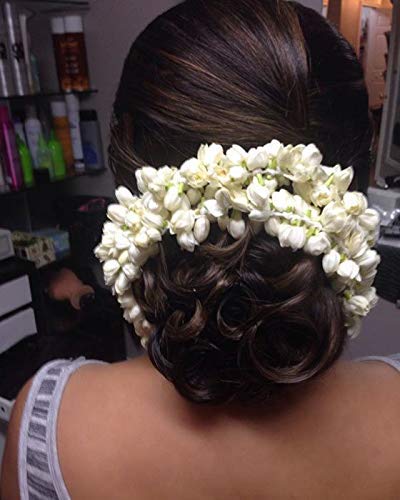 CHANDERKASH White Mogra Hair Clip for Women - Handmade Floral Gajra Hair Accessory | Perfect for Weddings, Parties & Traditional Indian Outfits