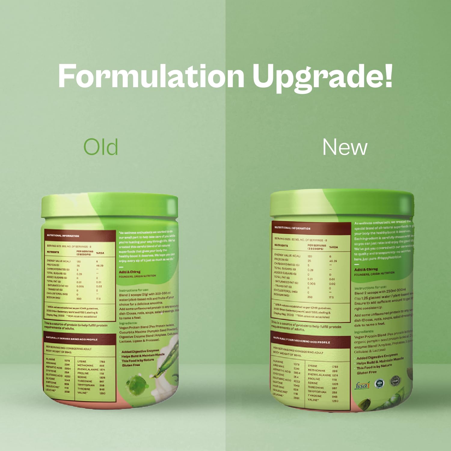 Origin Nutrition 100% Natural Unflavored Plant Protein Powder - 25g Plant-Based Protein per Serving, Gluten Free, Dairy Free, No Added Sugar, Soy Free, Non-GMO, Vegan & Jain Friendly (260g, 8 Servings) - Perfect for Smoothies, Baking & Post-Workout Recovery