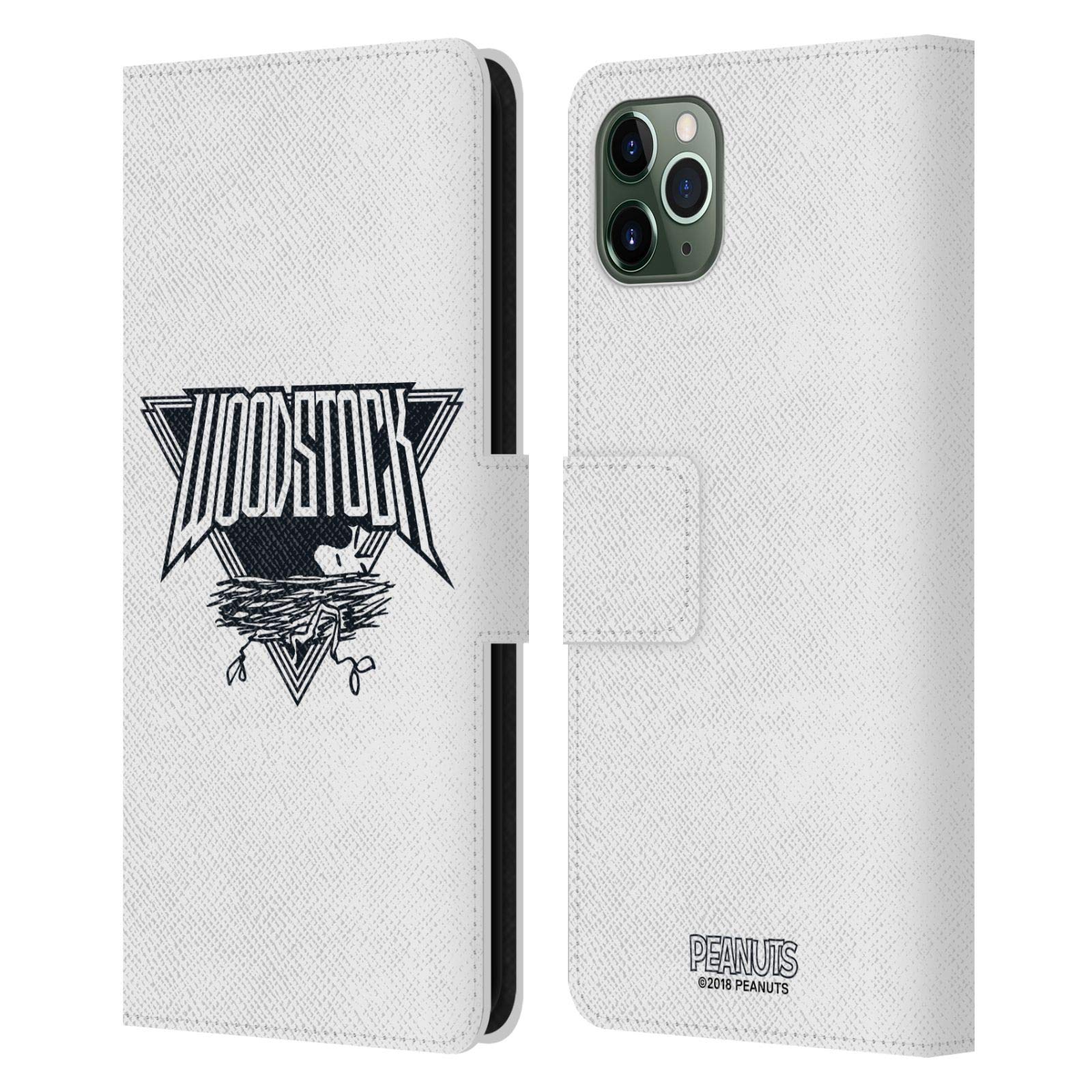 Head Case Designs Peanuts Woodstock Insignia Leather Wallet Case for iPhone 11 Pro Max - Officially Licensed Rock Tees Style with Card Slots for Daily Use