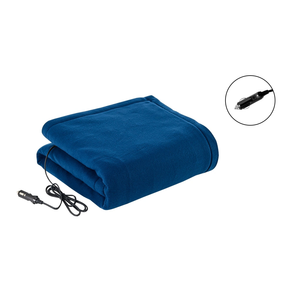 12V Electric Car Blanket for Winter - Navy Blue Heated Seat Cover for Road Trips & Cold Weather Driving