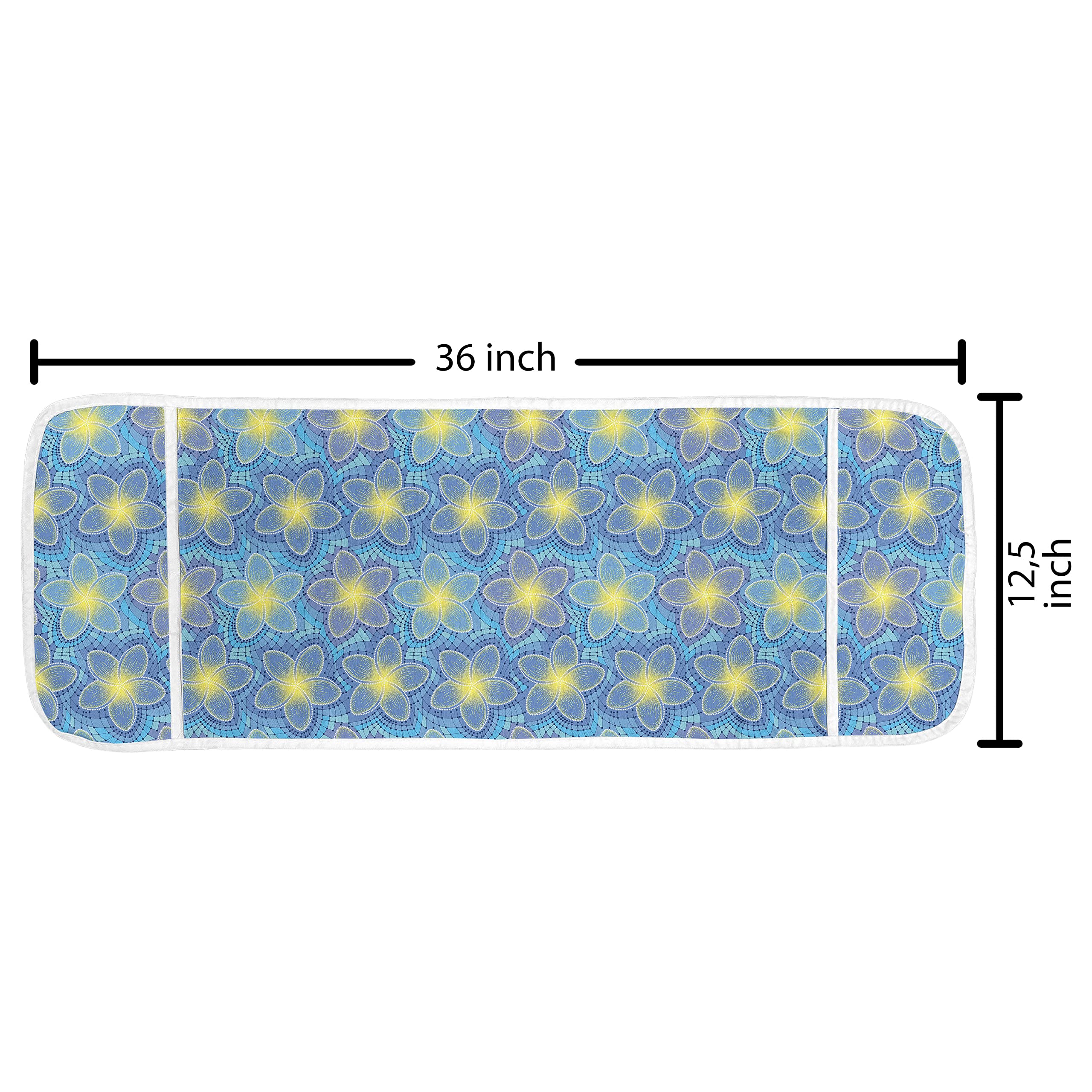 Ambesonne Floral Yellow Microwave Oven Cover - Waterproof Kitchen Organizer with Pockets, Exotic Plumeria Petals Design, 36