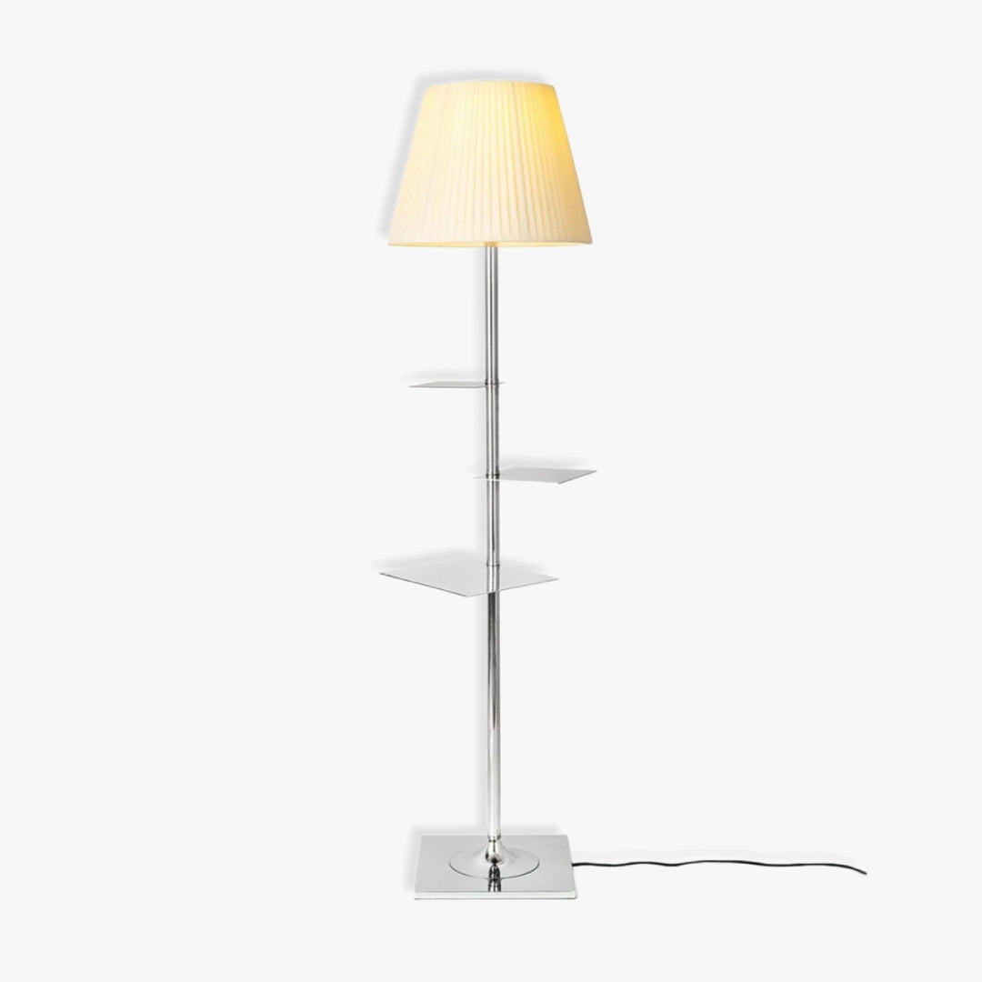 Modern Prism Side Table with Built-in Floor Lamp - Stylish Multifunctional Nightstand & Ambient Lighting for Living Room, Bedroom, or Office