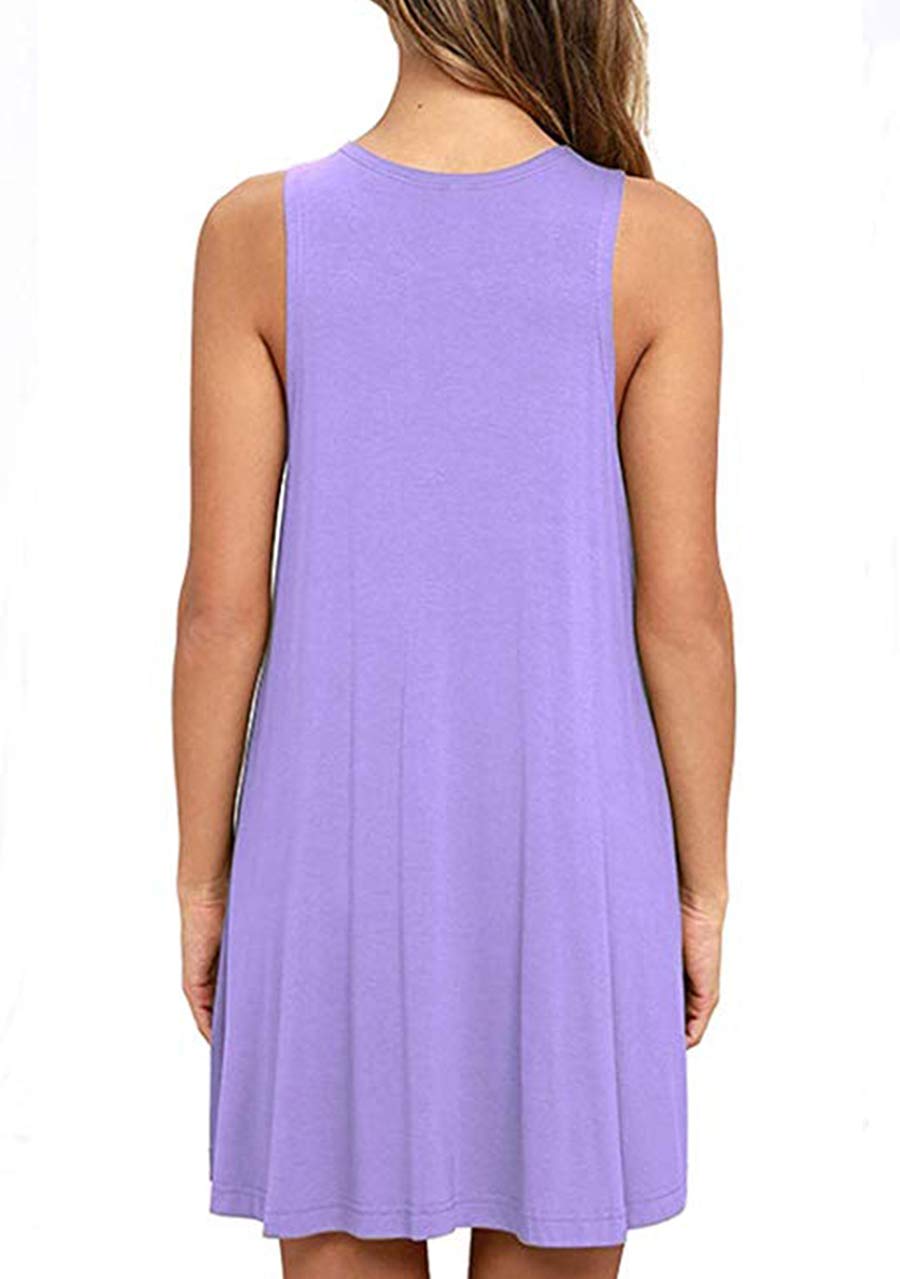 OMZIN Women's Sleeveless Swing Dress - Flared Tank Mini Dress with Pockets for Summer | Casual Outfit, Beach Wear, Vacation Dress, Party Dress