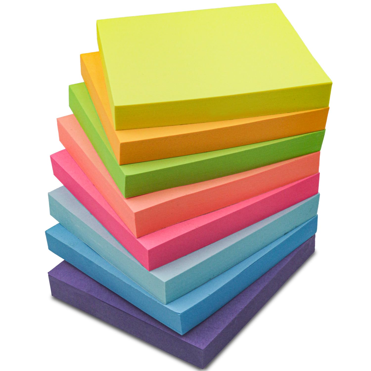 Colorful 3x3 Inch Sticky Notes - 8 Pack with 100 Sheets per Pad, Bulk Self-Stick Memo Pads for School, Office & Home Organization - Assorted Bright Colors for Reminders, Planning & Productivity Boost