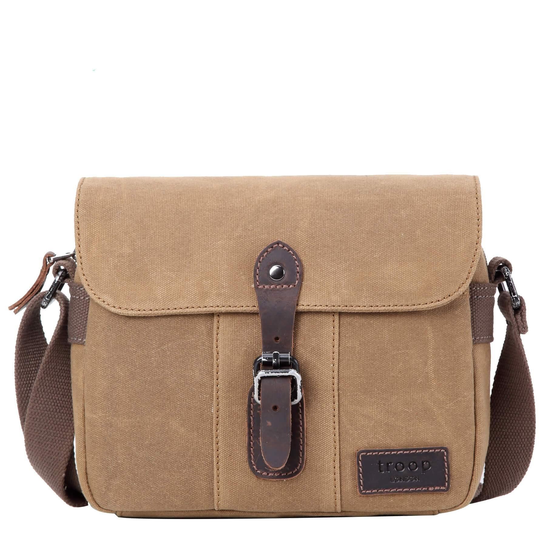 TRP0440 Troop London Heritage Canvas & Leather Crossbody Bag - Small Travel Bag for Women & Men | Perfect for Daily Commute, Weekend Getaways & Outdoor Adventures