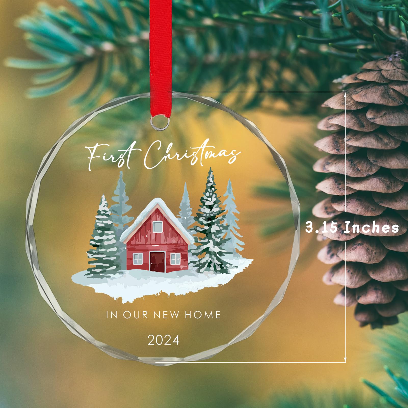 2024 New Home Christmas Ornament - Elegant Glass Housewarming Gift for First Christmas in New Home - Perfect for Tree Decorations & Holiday Celebrations