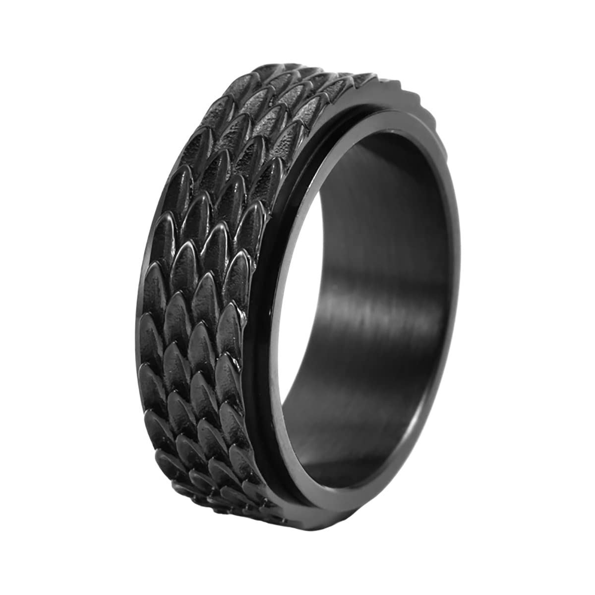 Nanafast Dragon Scale Anxiety Ring for Men - Cool Stainless Steel Snake Spinner Fidget Ring for Stress Relief - Perfect for ADHD, Anxiety & Focus - Office, Travel & Daily Wear Jewelry