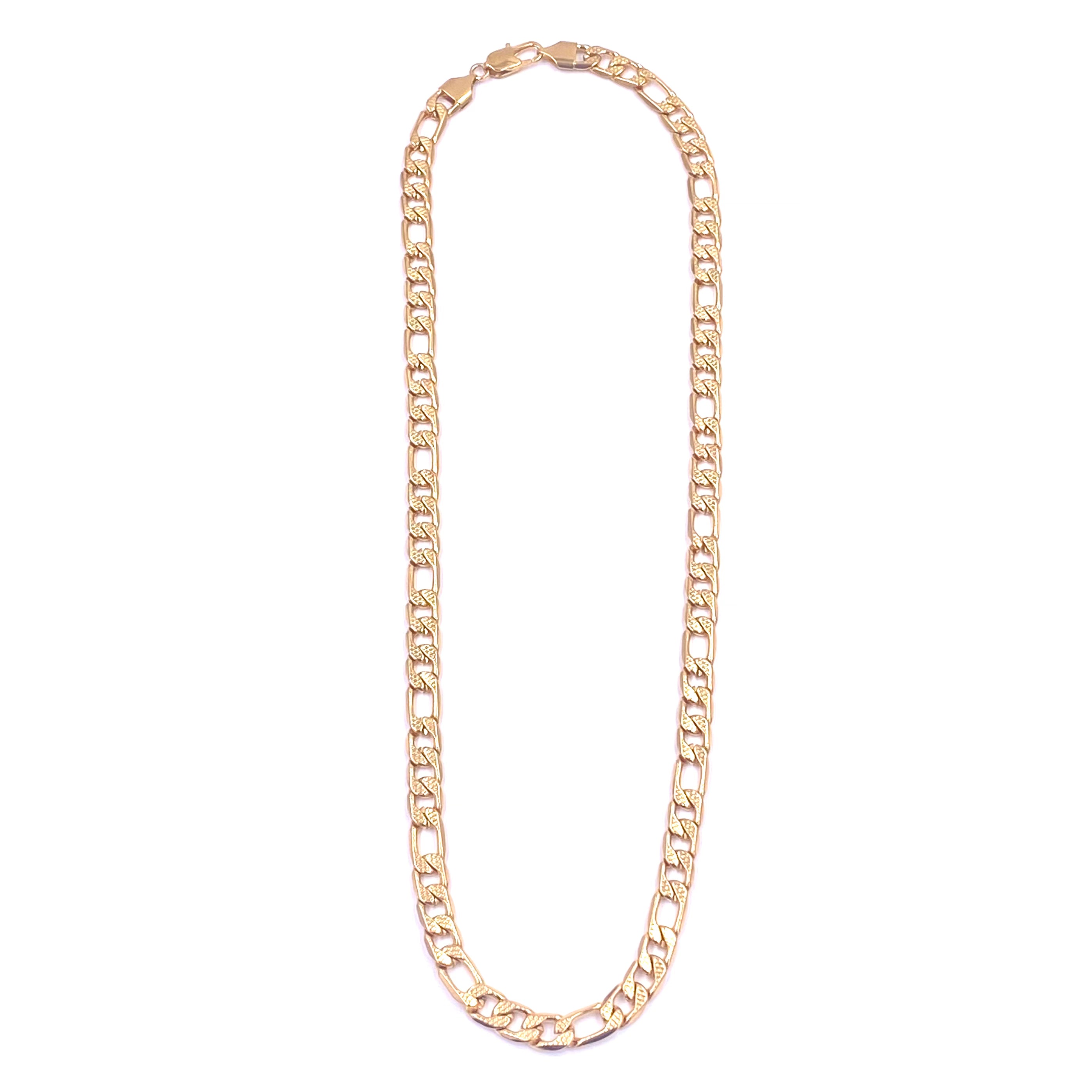 Ashley Gold Stainless Steel Faceted Figaro Chain Necklace for Men - Durable & Hypoallergenic Jewelry Gift for Him, Perfect for Date Night & Special Occasions
