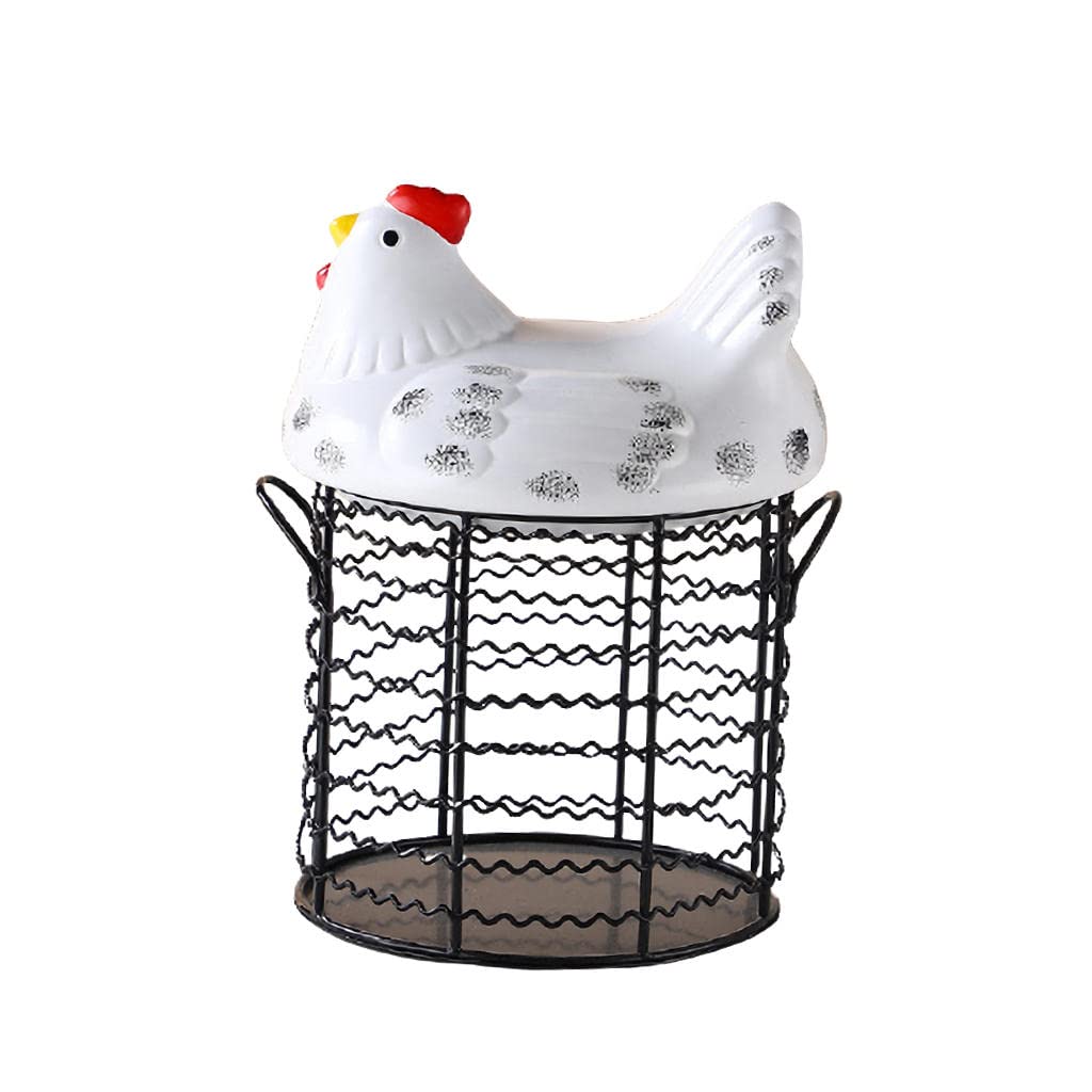 FAKEME Traditional Egg Basket - Metal Wire Storage Rack for Fruits & Vegetables, 15cm Bottom Diameter Kitchen Organizer | Perfect for Farmhouse Decor, Farmers Market Display & Pantry Organization
