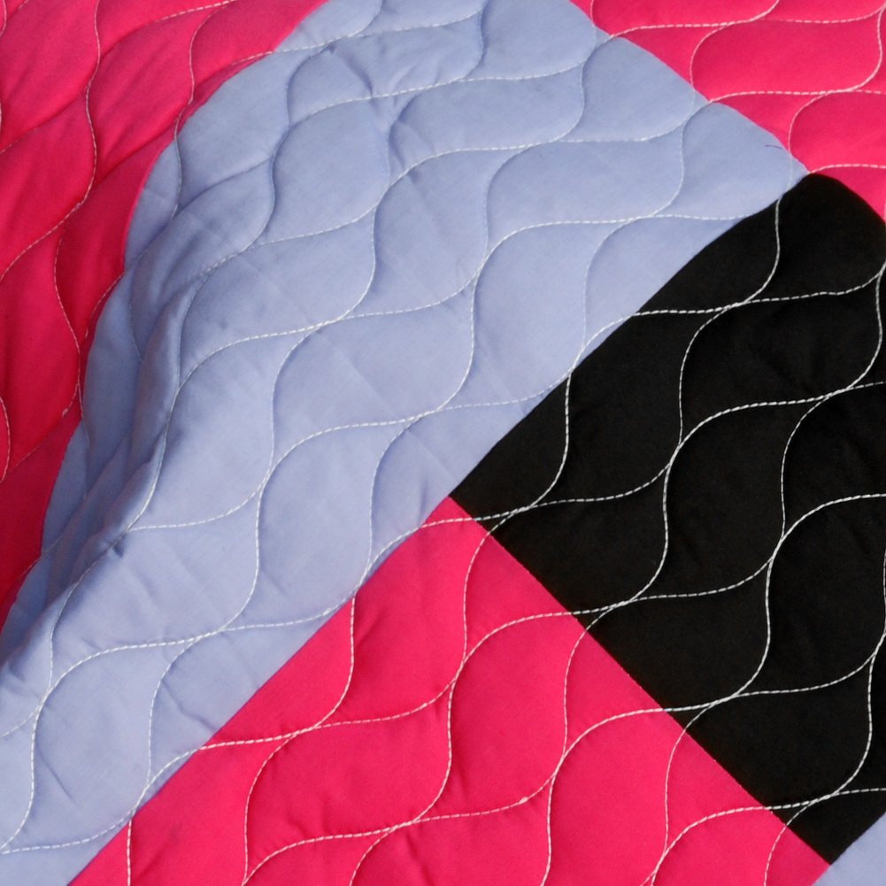 Kamelia Vermicelli-Quilted Patchwork Geometric Quilt Set Full/Queen Size - Soft Bedding for Cozy Bedroom Decor & Guest Room Essentials