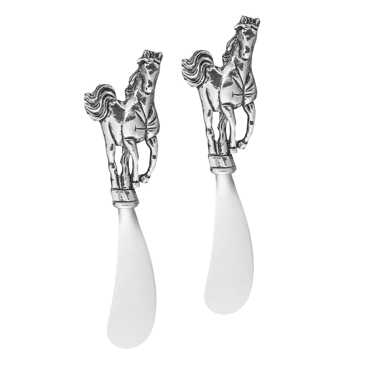 Premium 2-Piece Zinc Alloy Cheese and Butter Spreader Knife Set - Elegant Horse Design for Charcuterie Boards, Wine Parties & Gourmet Dining