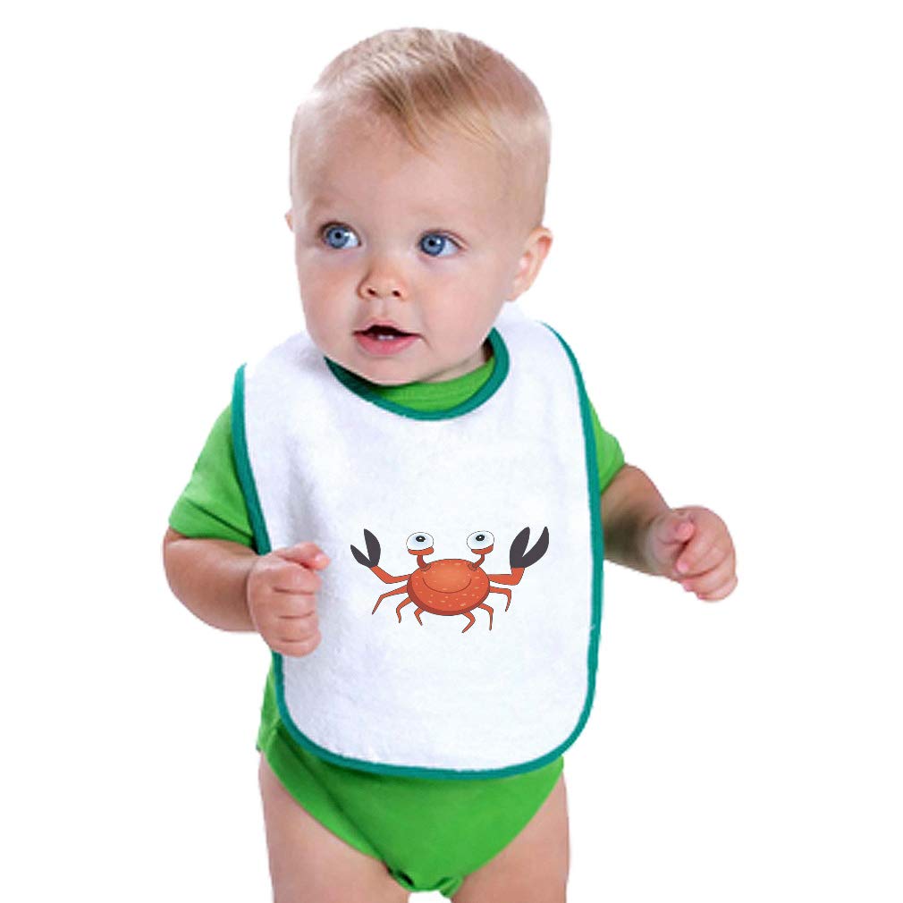 Custom Crab Smiling Cotton Baby Bibs & Burp Cloths Set - Soft Absorbent for Newborns, Infants, Boys & Girls - White Design - Perfect for Feeding, Drooling & Messy Playtime