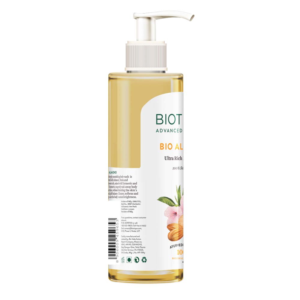 Biotique Almond Oil Ultra Rich Body Wash with Botanical Extracts - 200ml & Nourishing Almond Oil Body Soap - 150g | Hydrating & Moisturizing for Dry Skin - Perfect for Daily Shower & Spa Relaxation