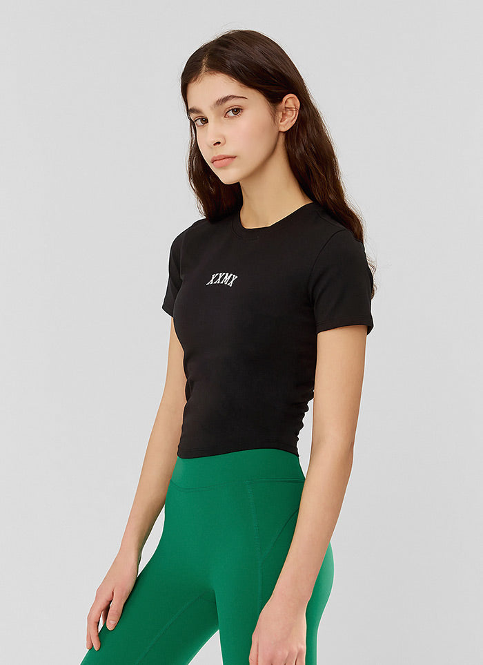 XXMX Women's Fashion Crop Short Sleeve T-Shirt - Trendy Summer Casual Top for Streetwear & Outfits | Perfect for Beach, Gym, and Everyday Wear