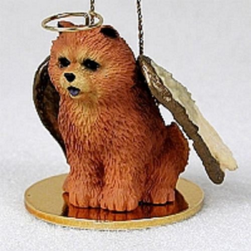 Chow Red Pet Angel Ornament - Handmade Ceramic Dog Memorial Statue for Pet Loss Remembrance | Home Decor, Garden Memorial, Gift for Dog Lovers