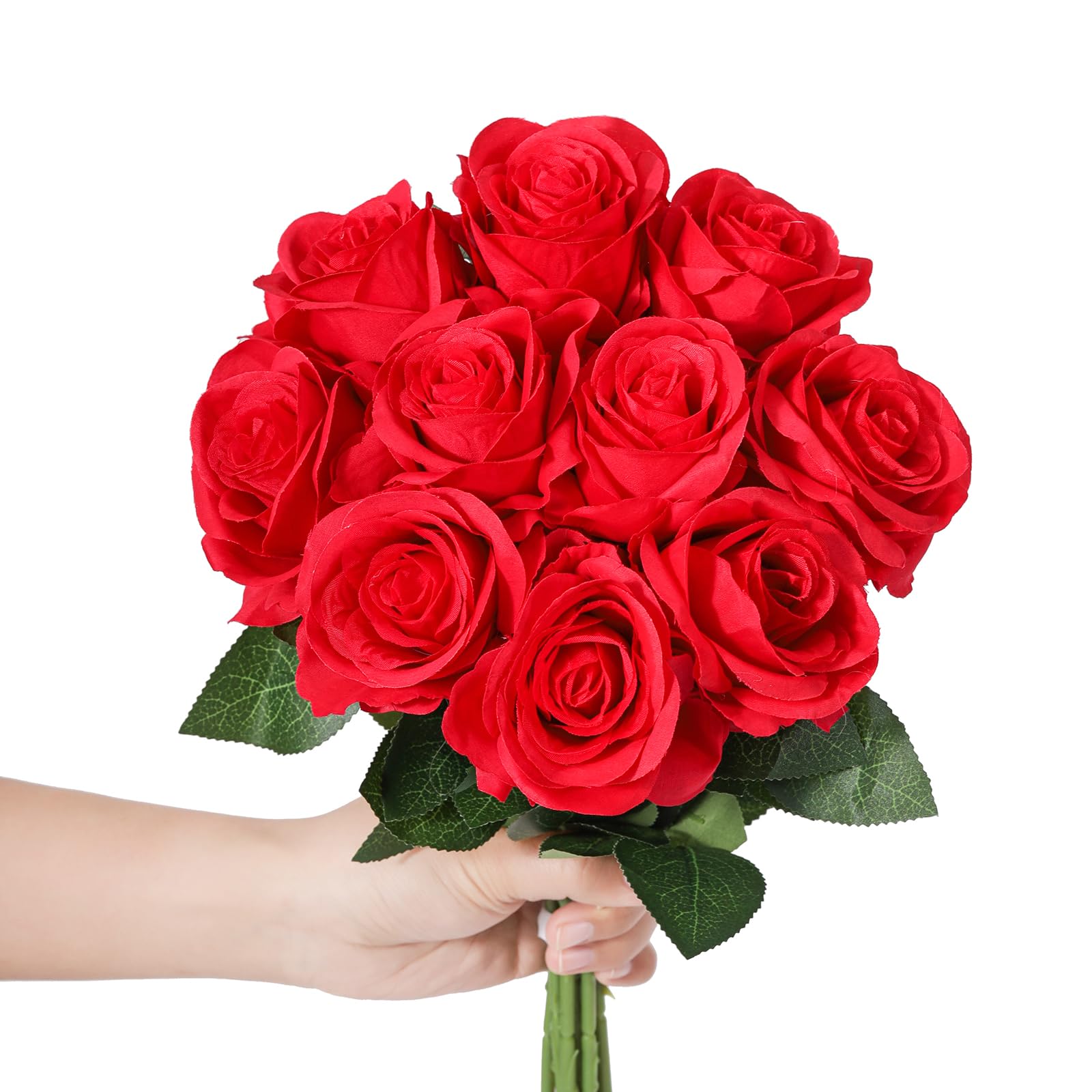10pcs Long Stem Silk Rose Flowers - Artificial Red Roses for Home Decor, Wedding Centerpieces, Party Arrangements - Perfect for Bouquets, Table Settings, and Romantic Events