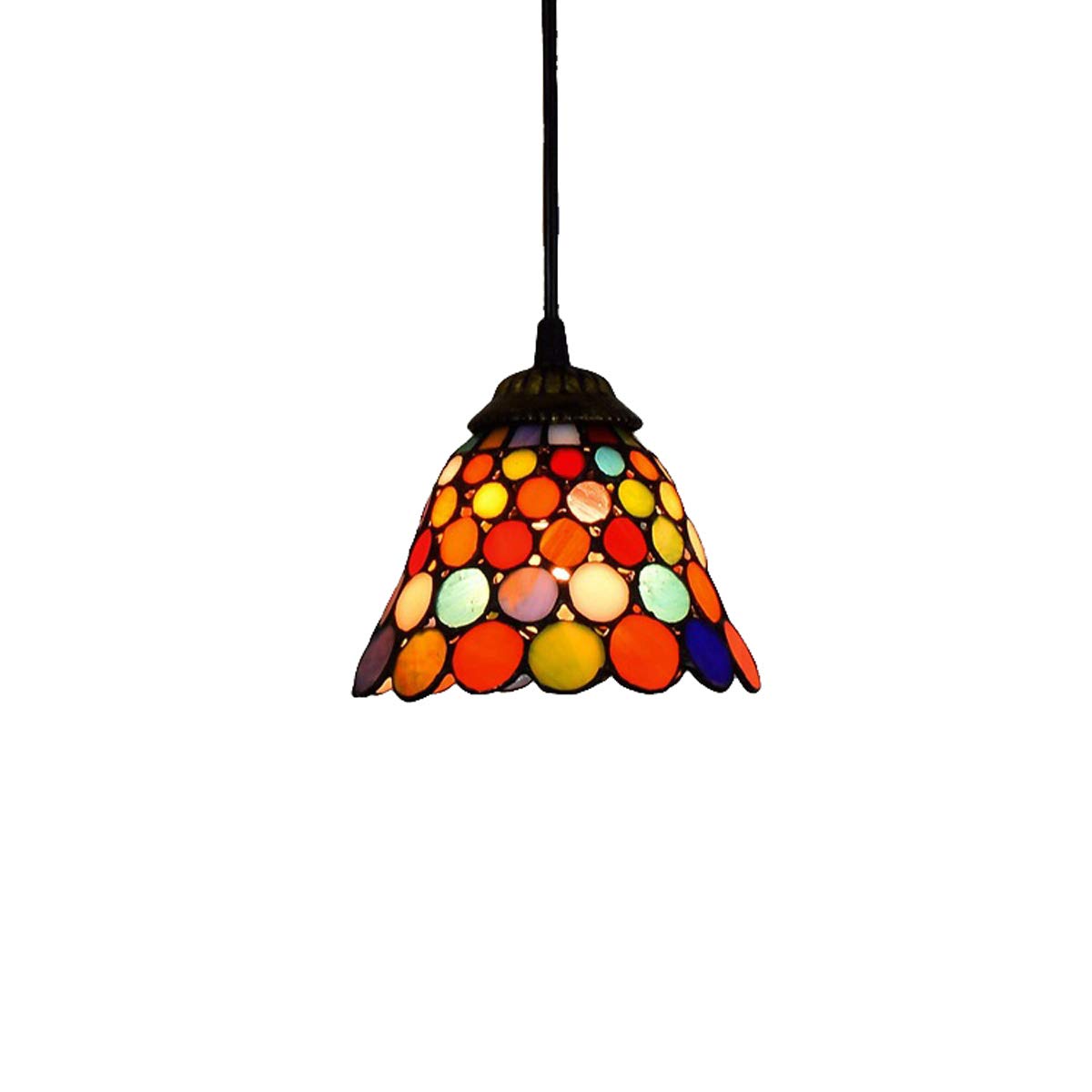 Vintage Tiffany Style Stained Glass Chandelier - Handmade Multi-Head Pendant Lamp with Creative Color Patches for Living Room, Bedroom & Dining Room Decor | 6 Inch Elegant Lighting for Home, Restaurant & Wedding Venues