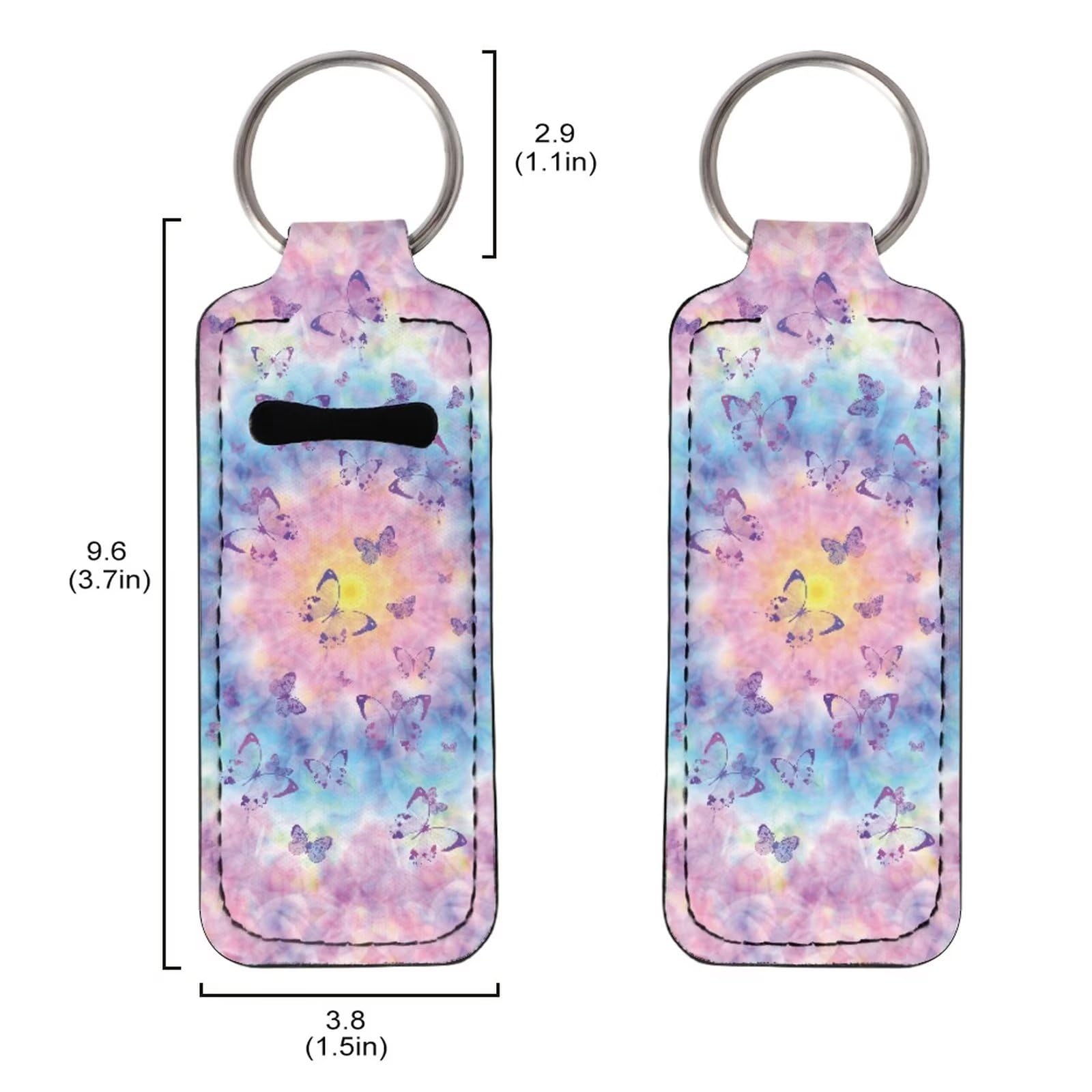 Butterfly Lip Balm Holder Keychain - Purple Tie Dye Design with Carabiner Clip | Lightweight Lip Gloss Balm Keychain for Women | Perfect for Gym, Travel, and Everyday Use