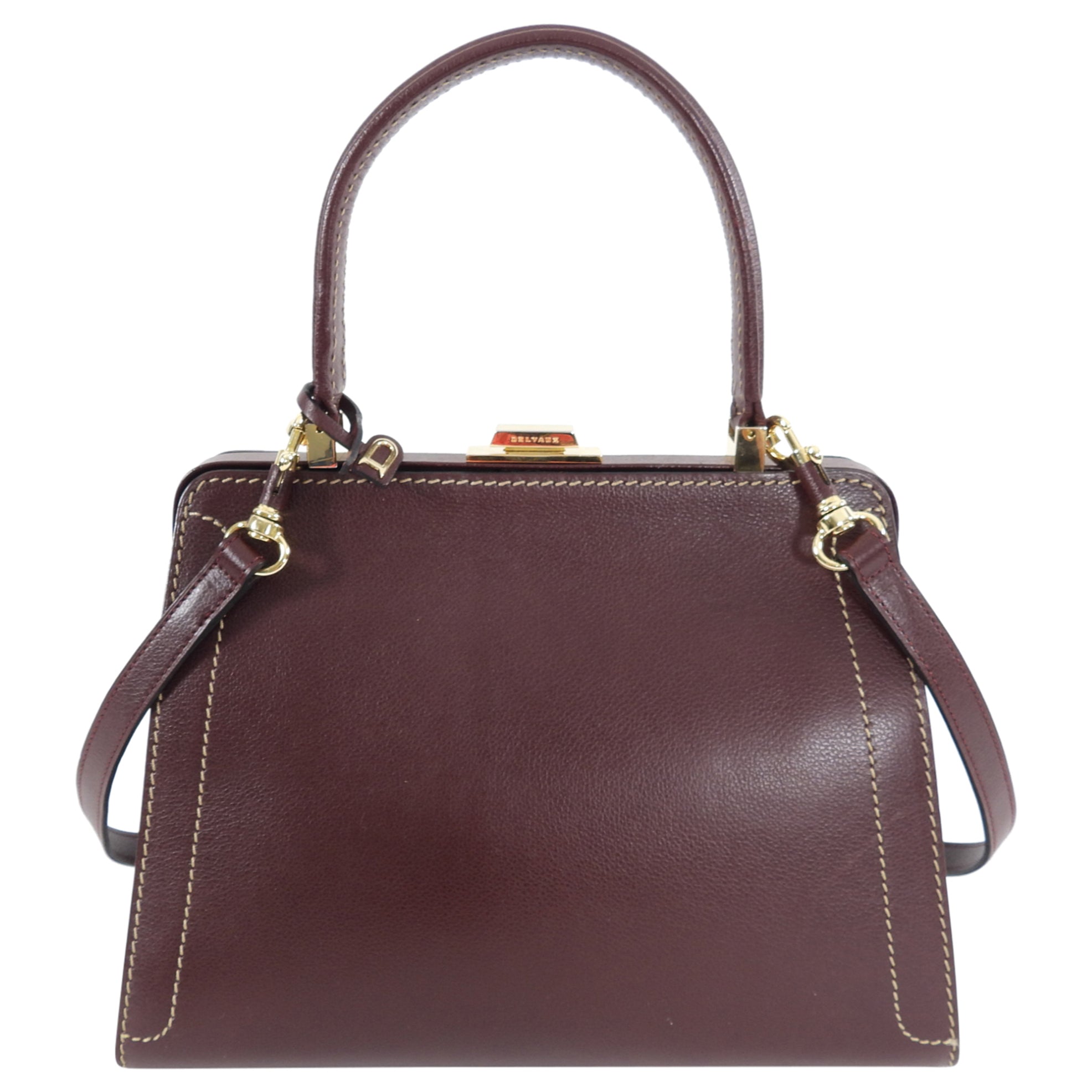 Delvaux Vintage Mahogany Leather Small Classic Jumping Bag - Luxury Crossbody Purse for Women, Perfect for Date Night & Special Occasions
