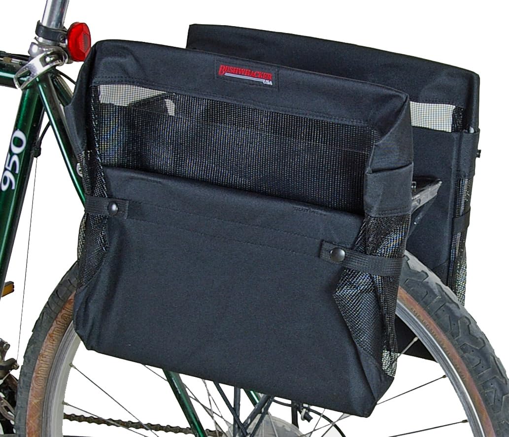 Bushwhacker Omaha Foldable Bicycle Panniers – Waterproof Bike Rack Bags & Basket for Groceries – Easy 3-Point Mounting System – Rear Bike Bags for Commuting, Shopping & Outdoor Adventures – Perfect for Urban Cycling, Farmers Market Trips & Daily Errands
