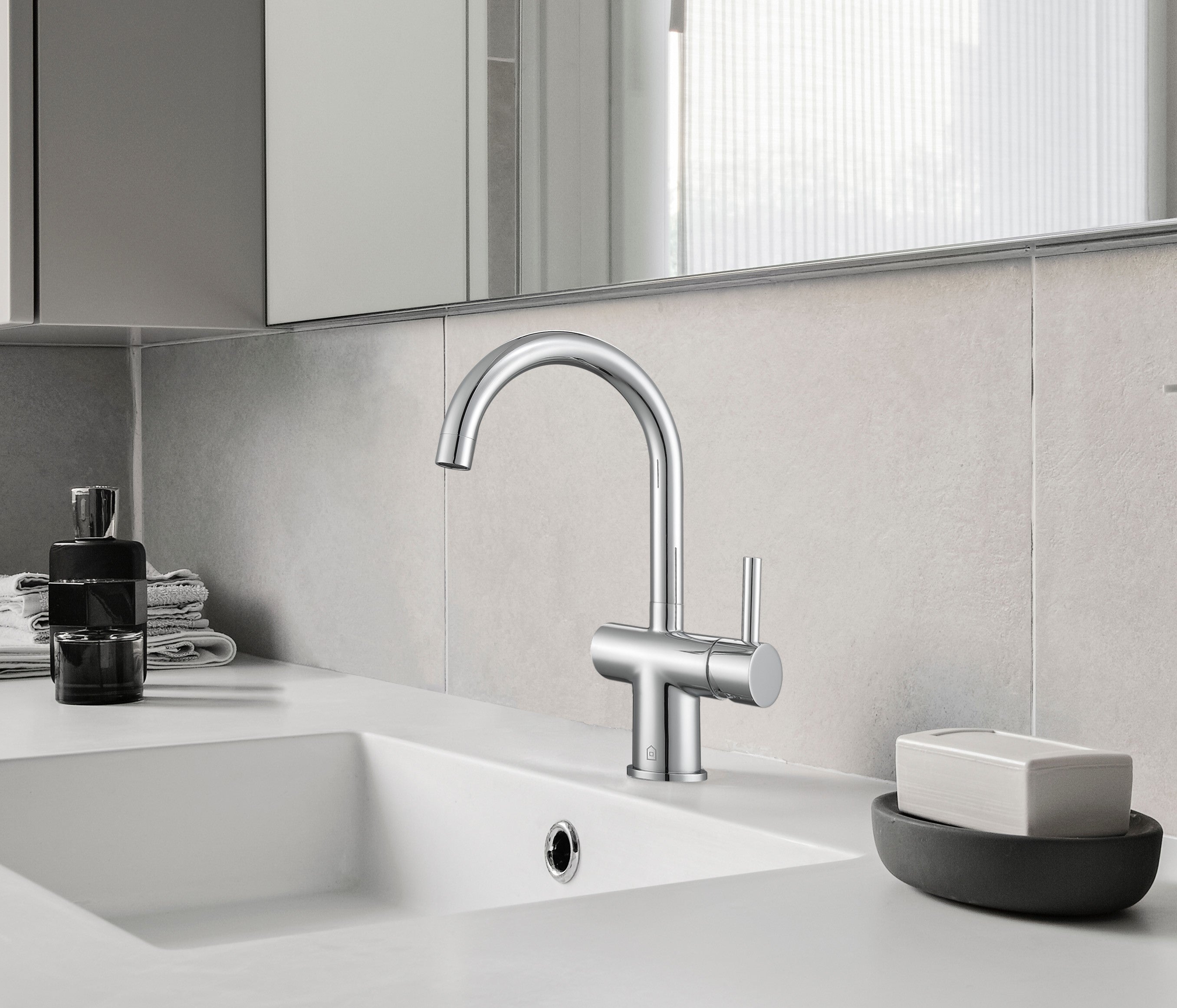 Ancona Aria Single Handle Bathroom Faucet with Chrome Finish - Modern Water-Saving Design for Sink, Vanity & Powder Room (Easy Installation, ADA Compliant)