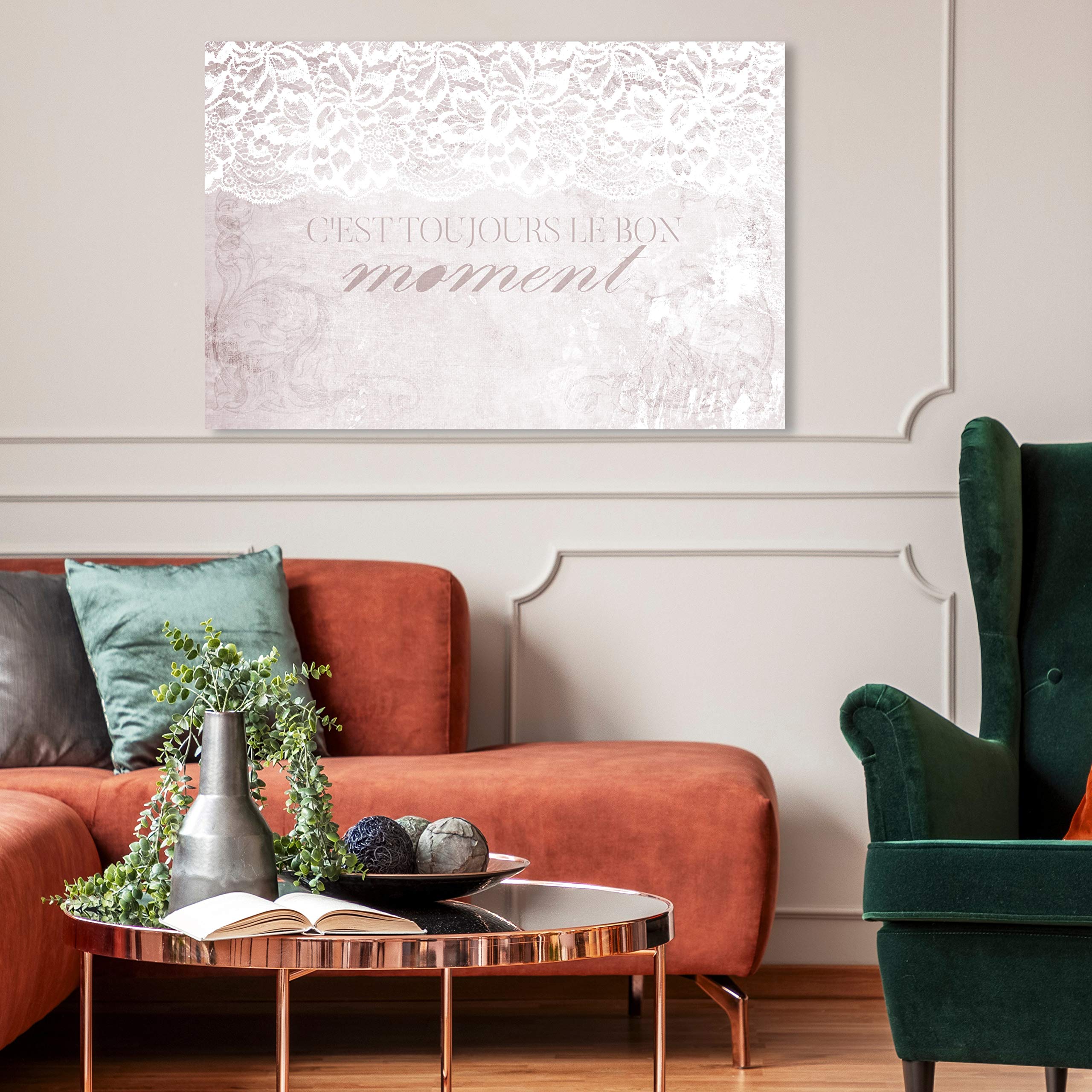 Oliver Gal Artist Co. 'Toujours' Pink & White Typography Wall Art Canvas Print - 24x16 Inches Inspirational Quote Home Decor for Living Room, Bedroom & Office