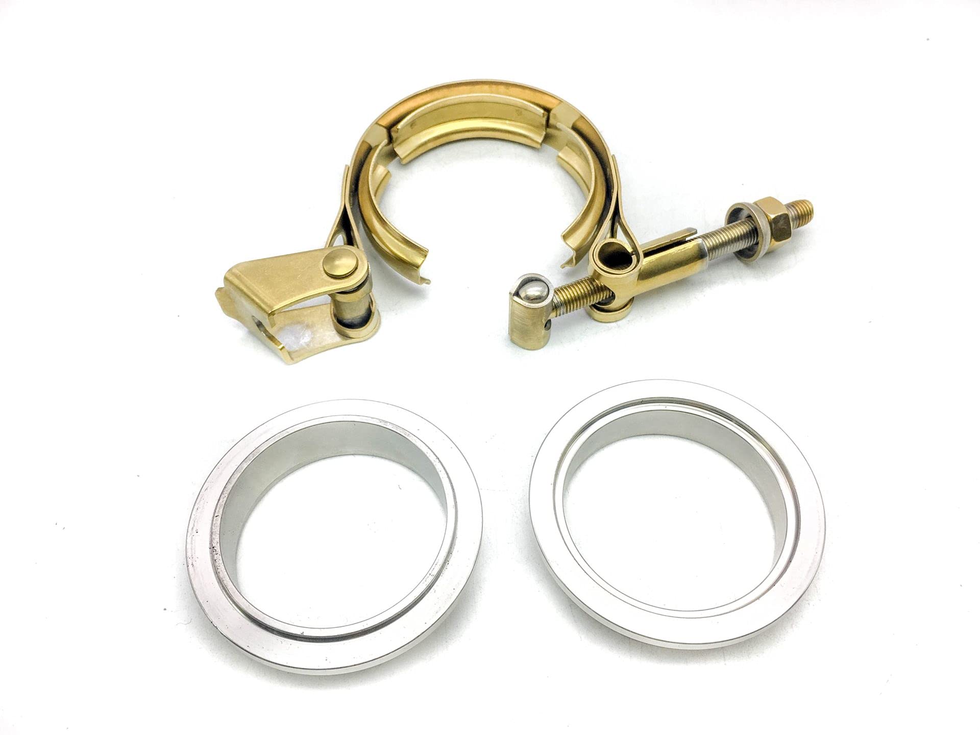 2 Inch V-Band Clamp Kit - Gold Aluminum Male-Female Exhaust Clamps (6061-T6) - High Performance Car Parts for Turbo, Muffler & Exhaust System Upgrades - 1 Piece