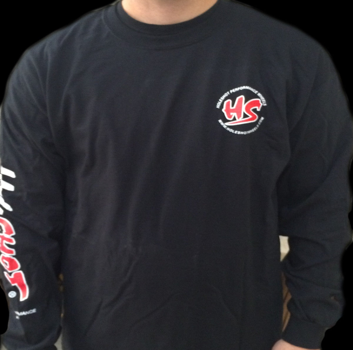Holeshot Burnout Long Sleeve T-Shirt for Men - Black Cotton Motorcycle Riding Shirt - Perfect for Bikers, Racing Enthusiasts & Casual Wear
