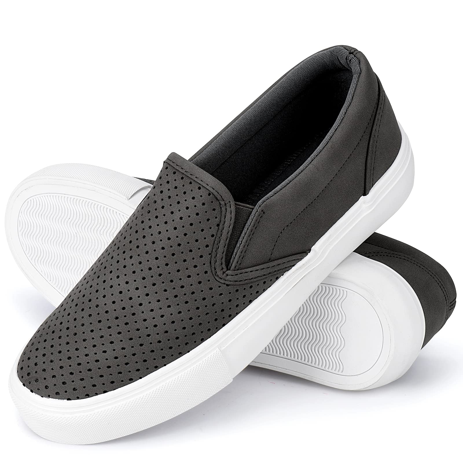 JENN ARDOR Women's Fashion Sneakers - Breathable Perforated Slip-On Flats for Walking, Comfortable Casual Shoes | Perfect for Work, Travel & Everyday Wear
