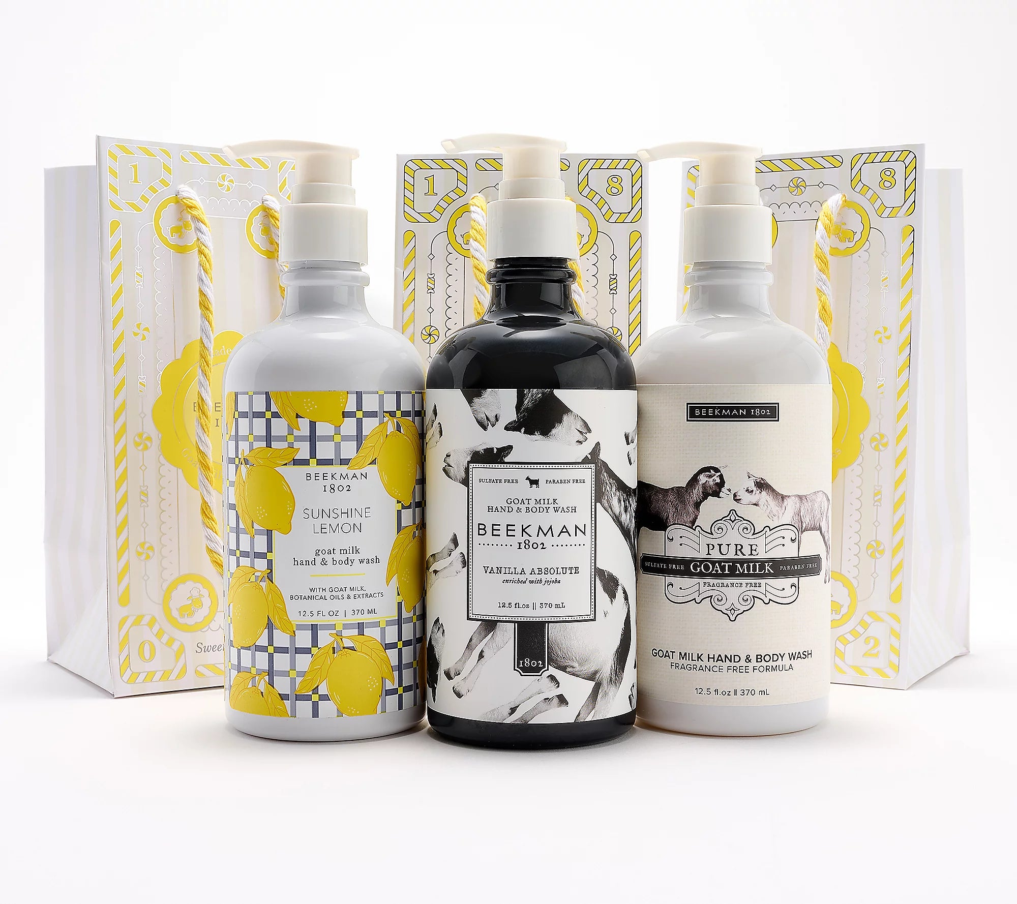 3-Piece Goat Milk Hand & Body Wash Gift Set - Moisturizing & Nourishing for Dry Skin - Perfect for Spa Day, Self-Care & Holiday Gifting