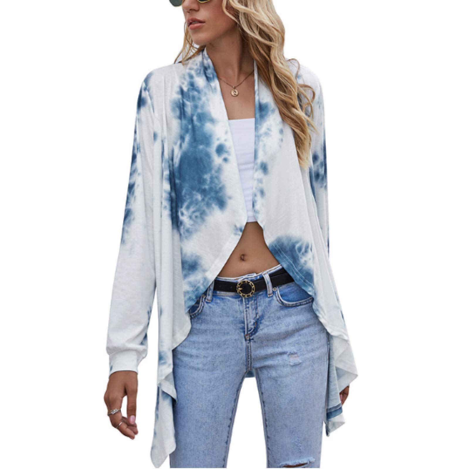 Jubaton Women's Tie-Dye Blouse with Irregular Hem - Stylish Spring & Autumn Fashion Top for Casual Wear, Office Outfits, and Date Nights