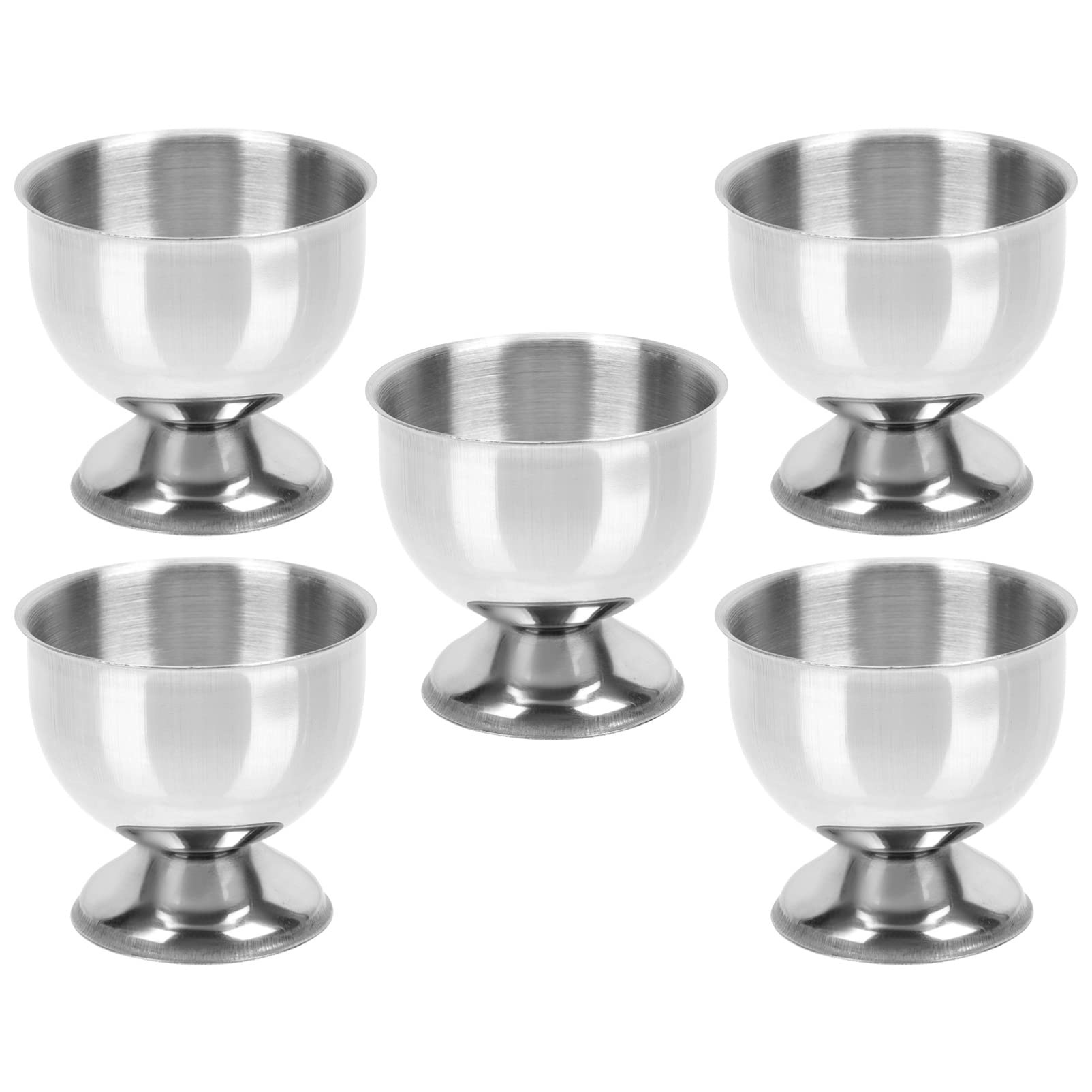 Cabilock 5-Piece Stainless Steel Egg Cups Set - Elegant Egg Holders & Trays for Hard & Soft Boiled Eggs - Perfect for Breakfast, Brunch & Kitchen Display - Durable Tabletop Serving Cups for Home & Restaurant Use