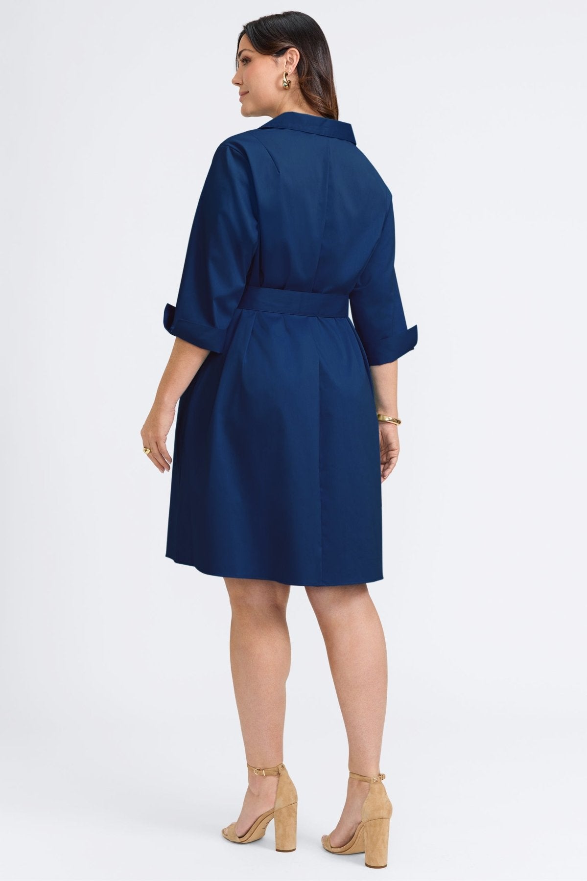 Agnes Plus No Iron Stretch Matte Sateen 3/4 Sleeve Dress for Women - Wrinkle-Free Comfortable Office & Party Wear