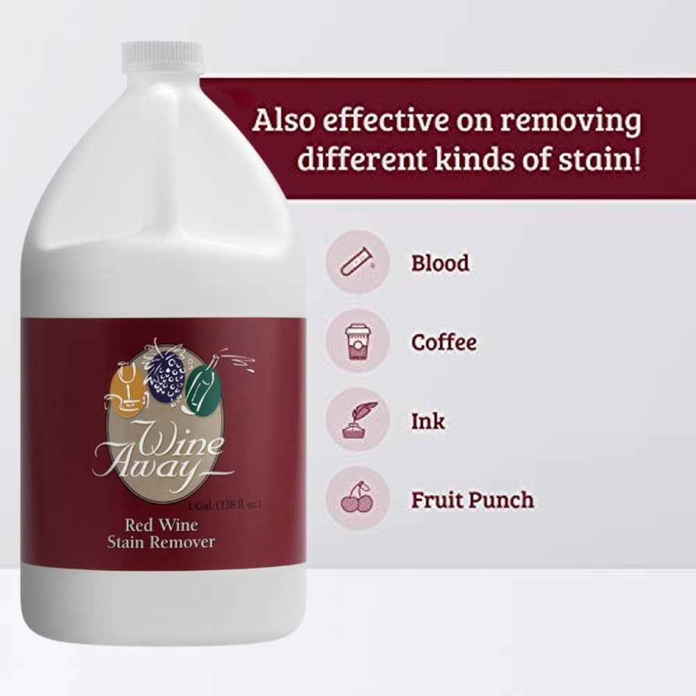 Wine Away Red Wine Stain Remover Spray - 1 Gallon | Fast-Acting Fabric, Upholstery & Carpet Cleaner | Citrus Scented Laundry Solution | Perfect for Parties, Weddings & Home Accidents | Removes Tough Wine Stains Instantly