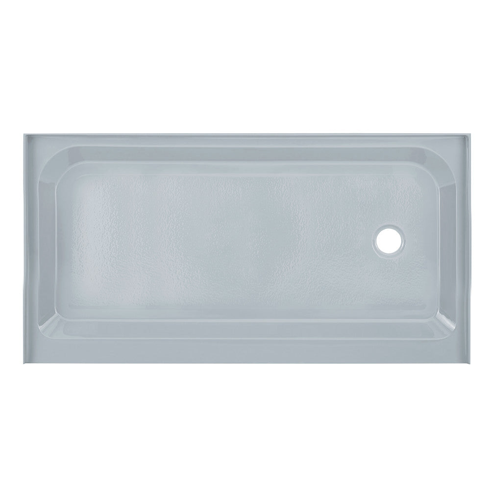 Voltaire 60 x 32 Inch Single Threshold Right-Hand Drain Shower Base in Gray - Perfect for Modern Bathroom Renovations and Space-Saving Designs