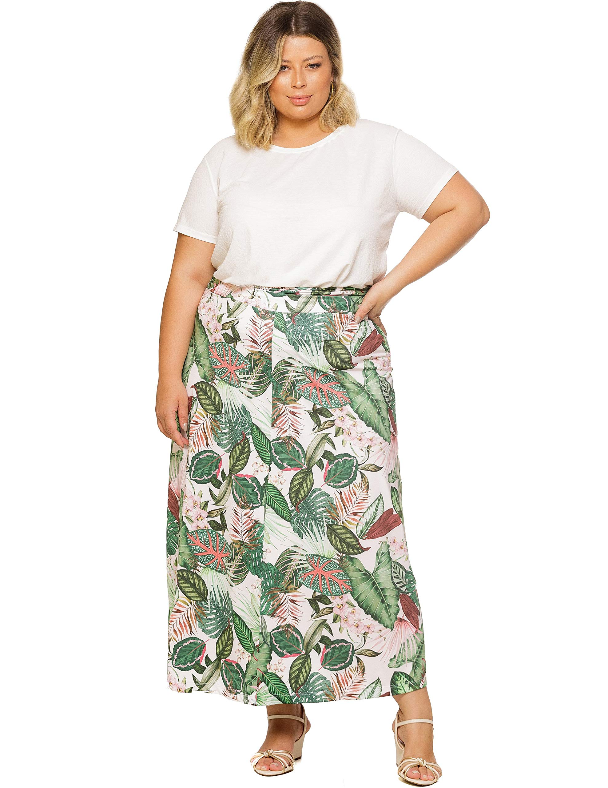 Plus Size Maxi Skirt for Women - Stretchy Spandex High Waist Long Skirt 1X-5X - Perfect for Beach, Vacation & Summer Outfits