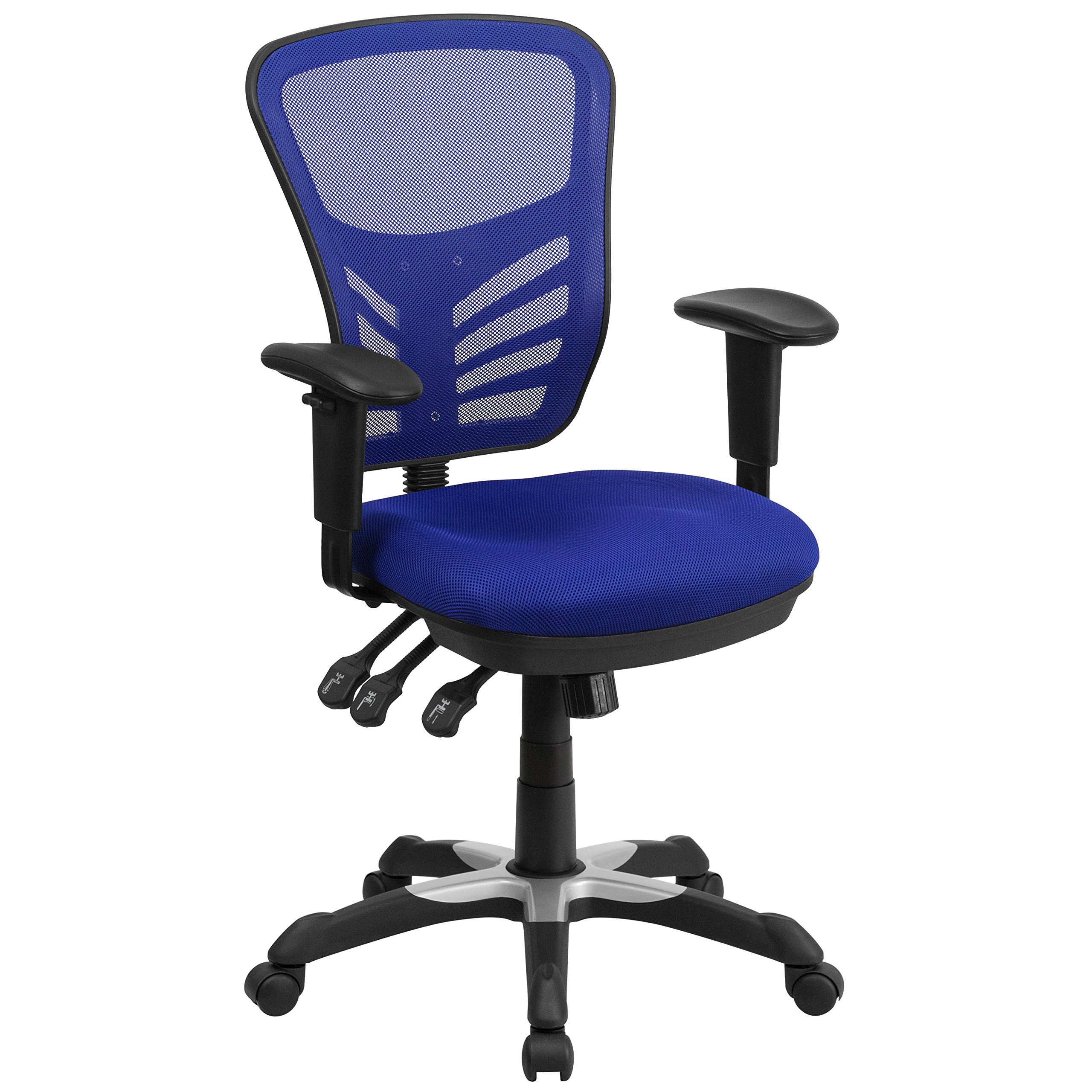 Flash Furniture Nicholas Mid-Back Swivel Office and Gaming Chair - Ergonomic Mesh Computer Chair with Adjustable Lumbar Support & Height, Blue - Perfect for Home Office, Gaming Setup & Workspace Comfort